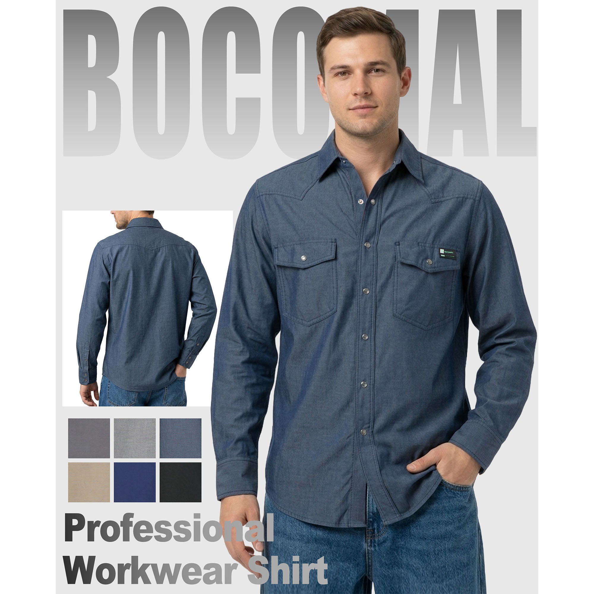 5OZ Lightweight 100% C Chambray Work Shirts(NON-FR) - SH041Q
