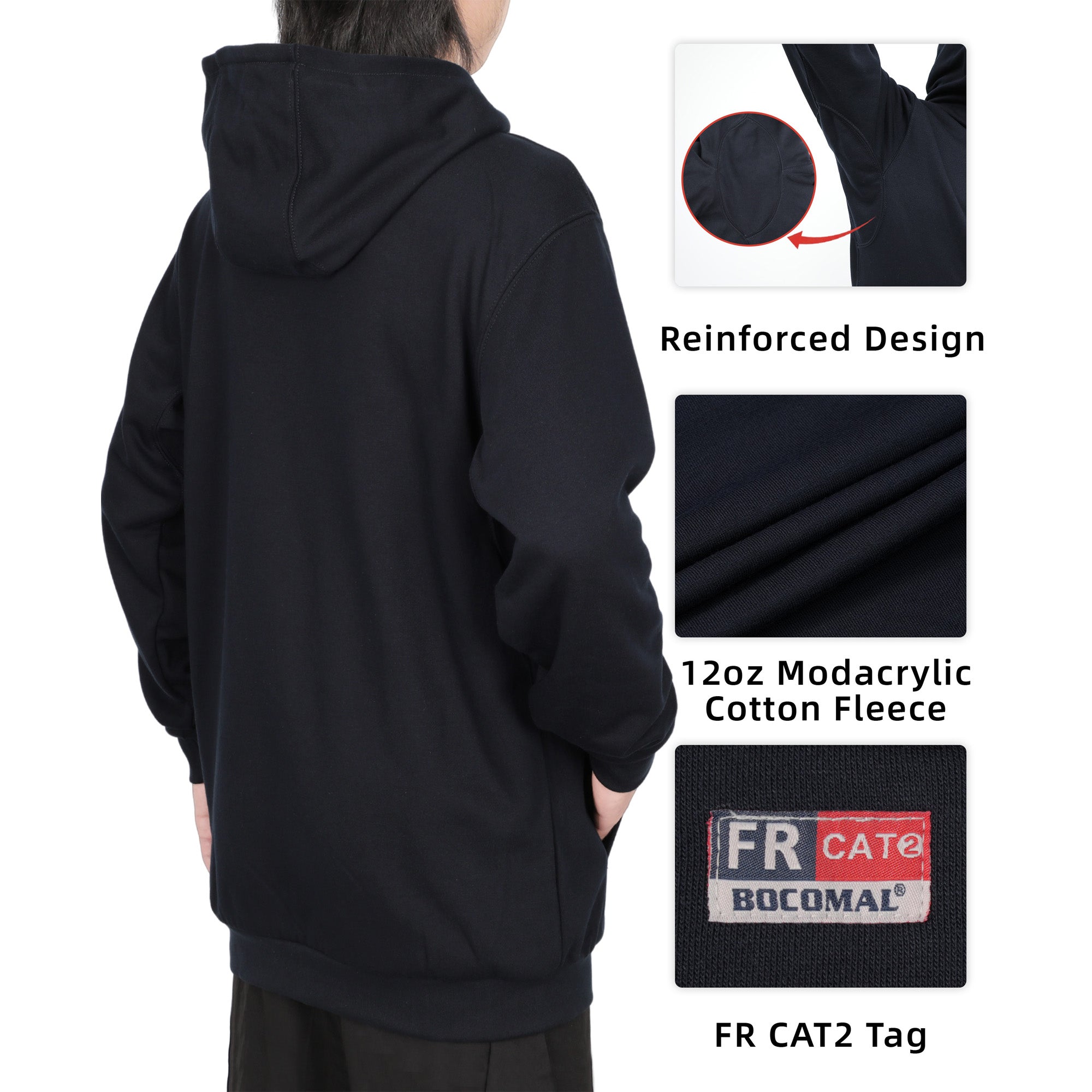 12.5OZ Heavyweight Permanent FR Modacrylic Cotton Hooded Sweatshirts-9634/9534