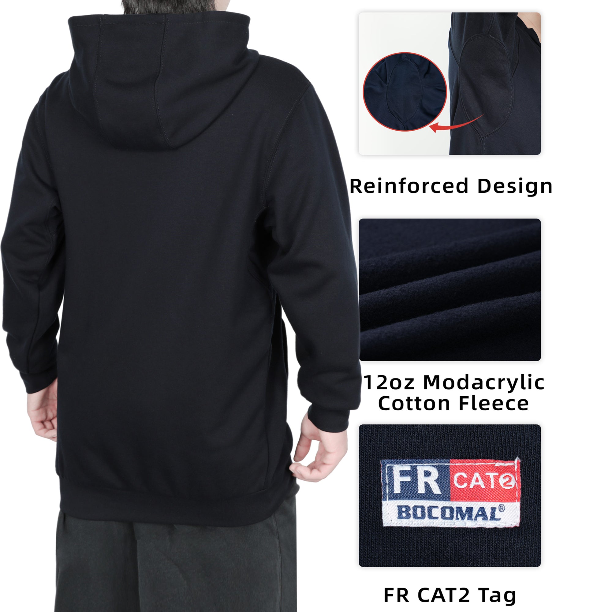 12.5OZ Heavyweight Permanent FR Modacrylic Cotton Hooded Sweatshirts-9634/9534