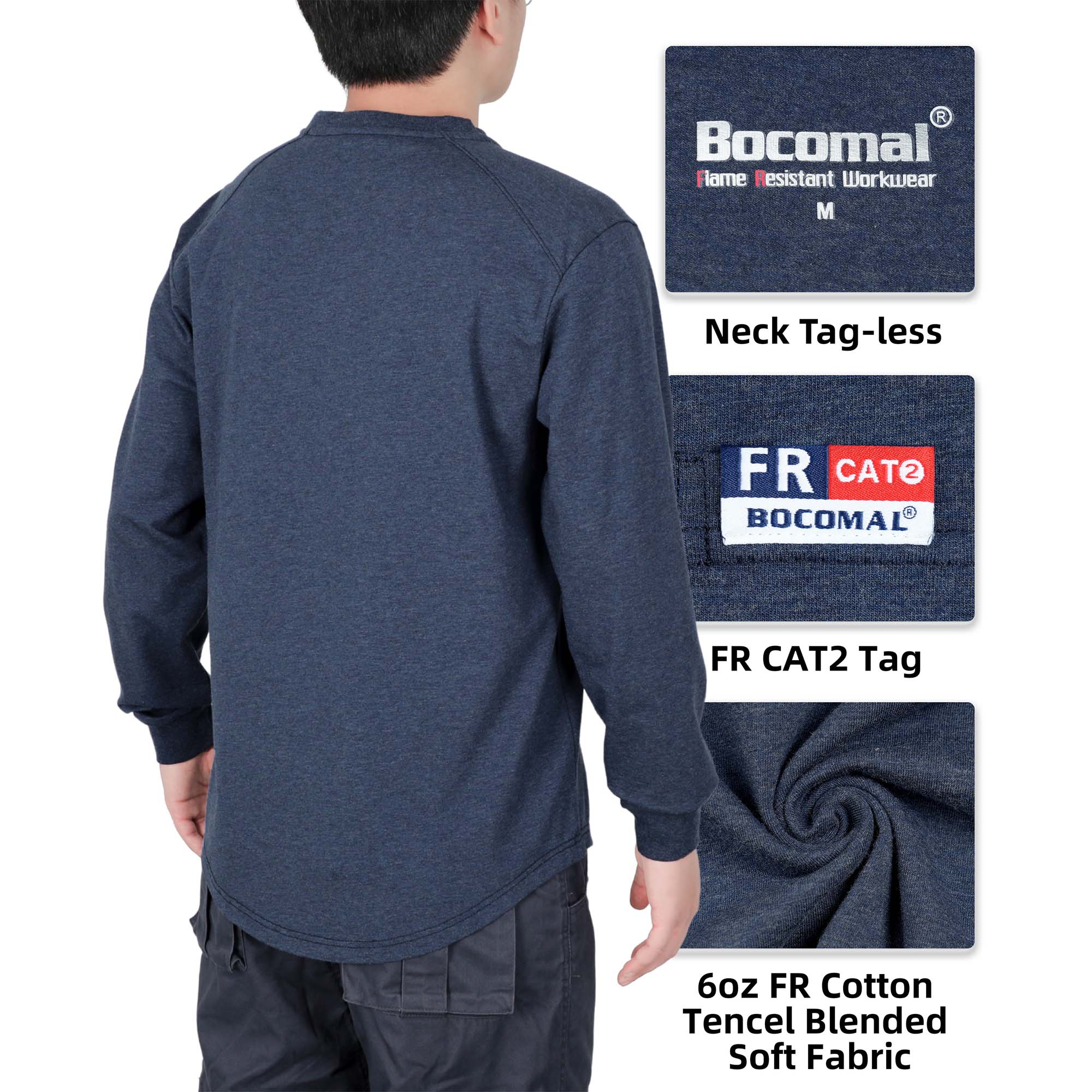 6OZ Crewneck Cotton Tencel Heather Blended FR Work T-Shirt - A335