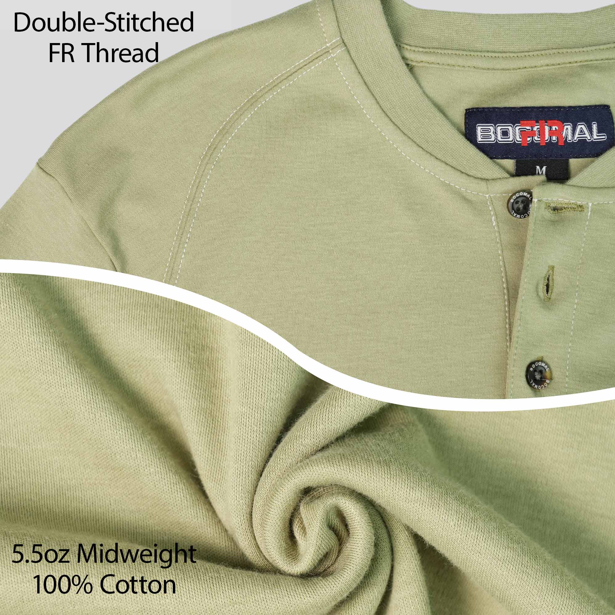 5.5OZ Cotton Henley FR Shirt -9108