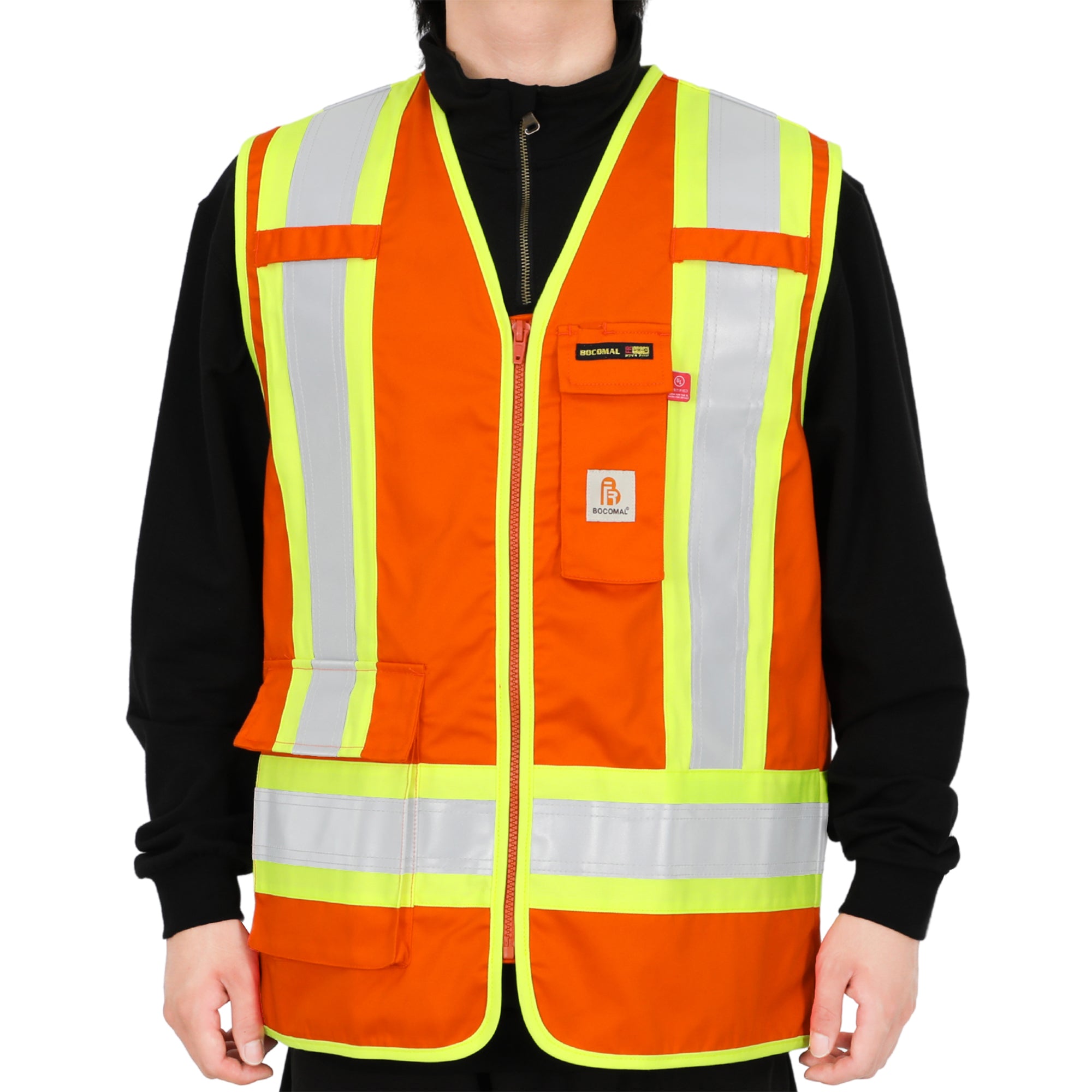 7.5OZ 4”Tape Hi Vis FR Zipper Vest-3402HV