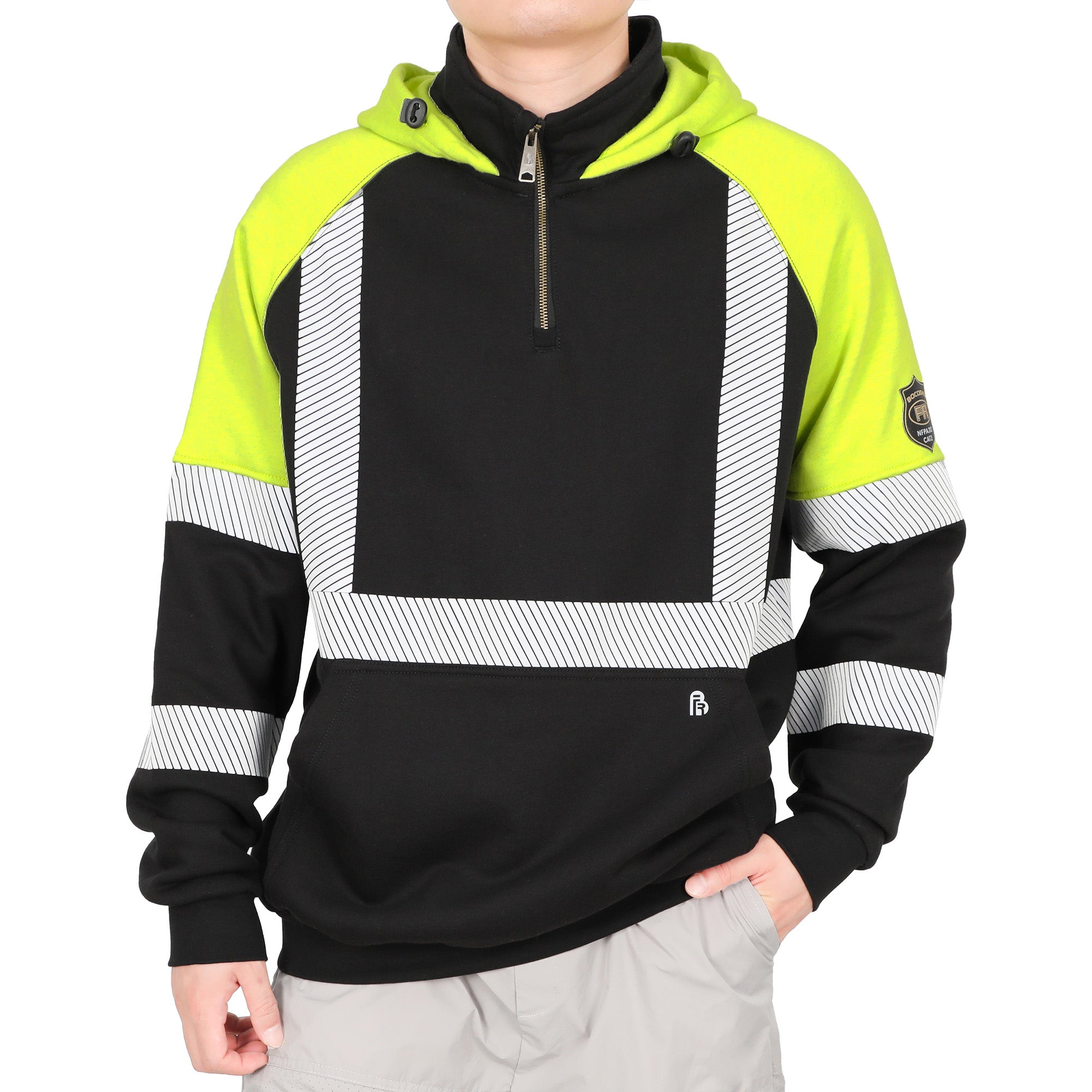 12OZ Heavyweight Cotton Fleece Reflective FR Hi-Vis Hoodies-8931HV