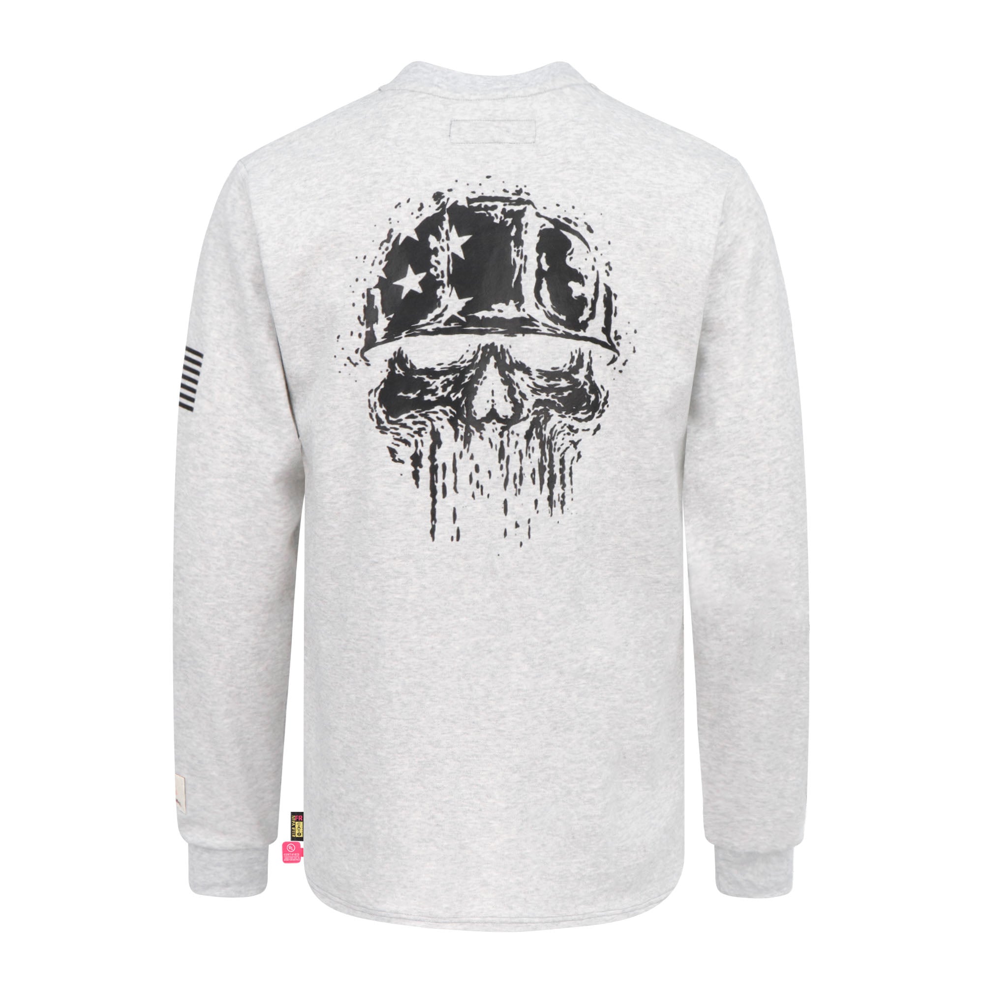 7OZ Midweight FR Flag/Skull Print Henley T-Shirts -D1203