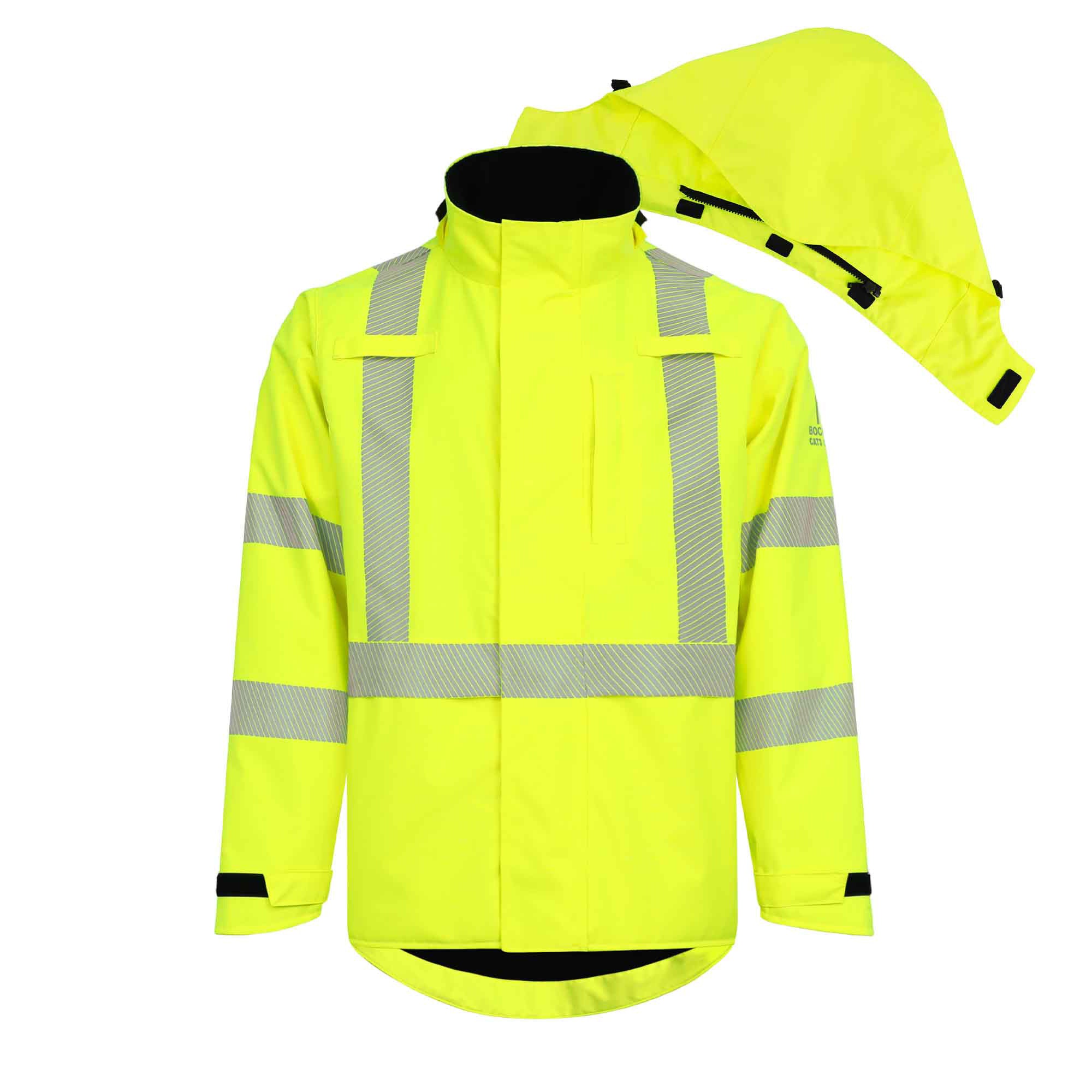 High-visibility yellow safety FR jacket