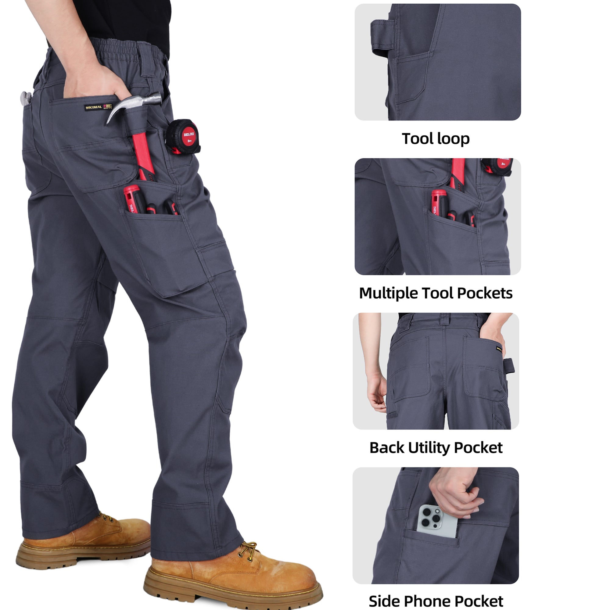 8.5OZ Midweight Relaxed Fit Stretch Canvas Cargo Pants-8632