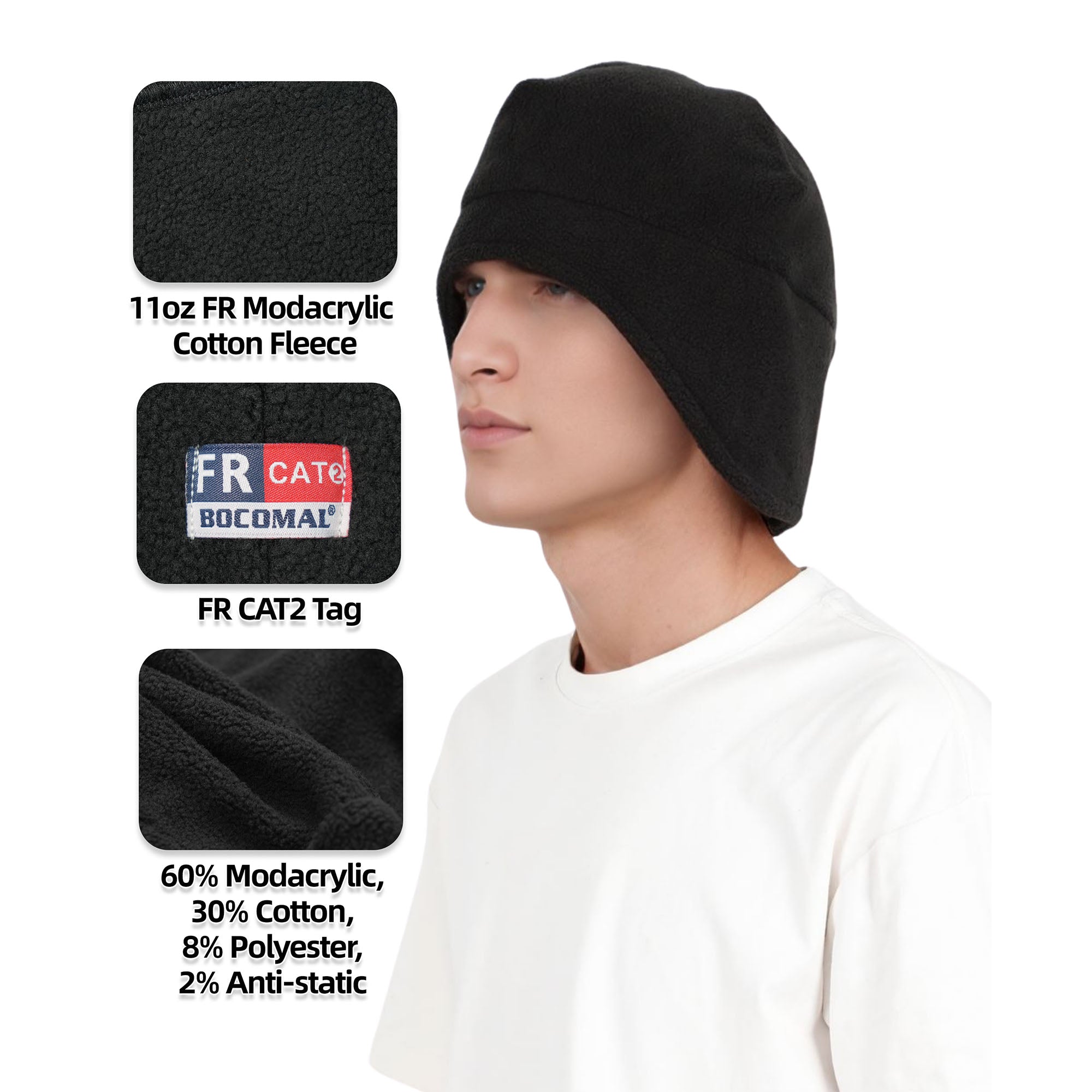 BOCOMAL FR Balaclava Flame Resistant 11oz Fleece Modacrylic Blend Winter-7327