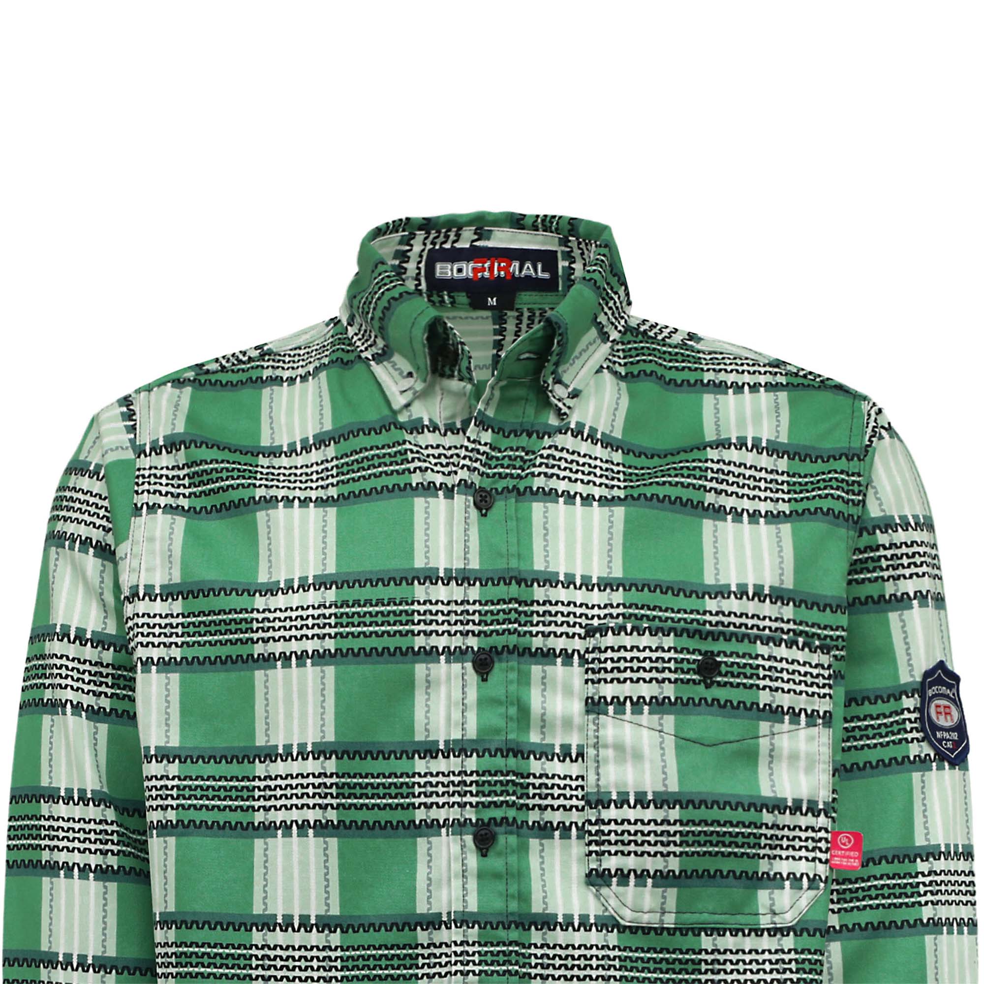 6.5OZ Cotton Button Up Printed Plaid FR Welding Shirts (Final Sale)