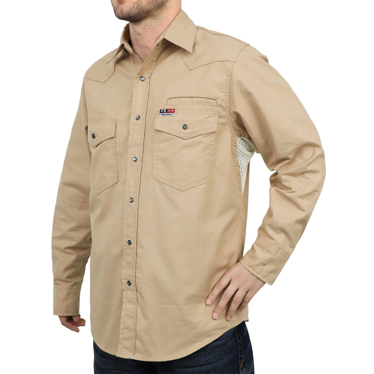 Bocomal Tan FR Work Shirt Ventilated Back