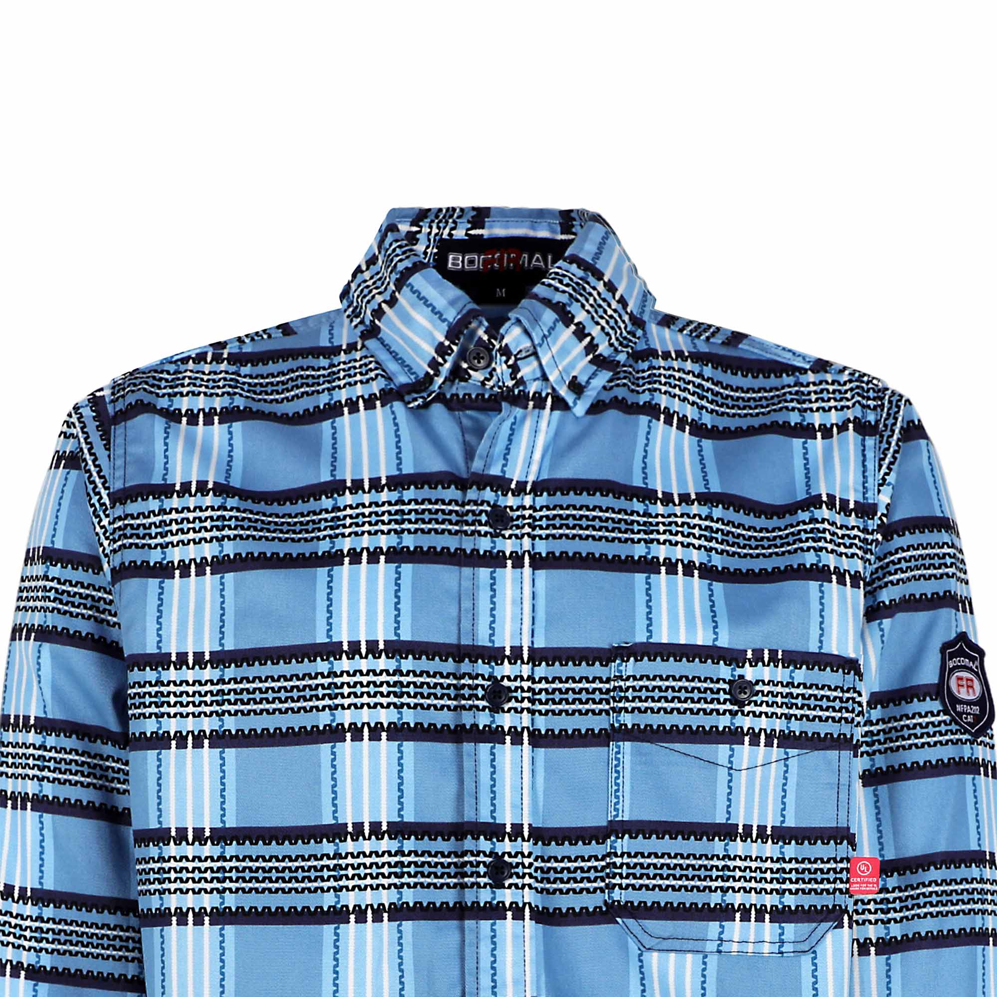 6.5OZ Cotton Button Up Printed Plaid FR Welding Shirts (Final Sale)