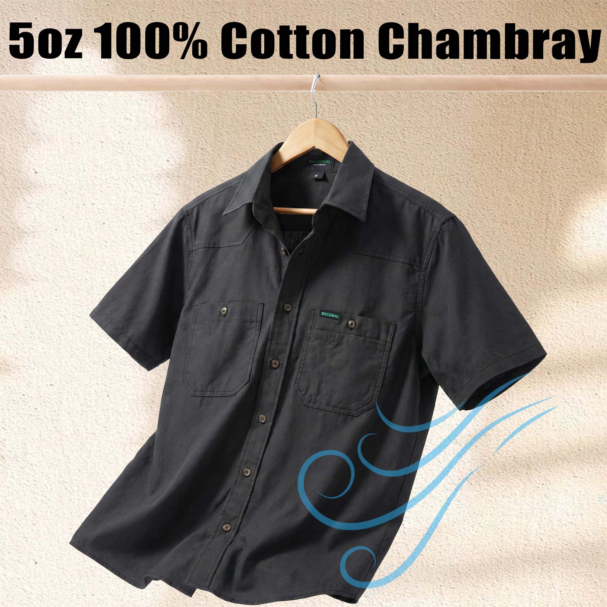 5OZ Men's Short Sleeve Button Down Work Shirts （NON-FR）- SH041K