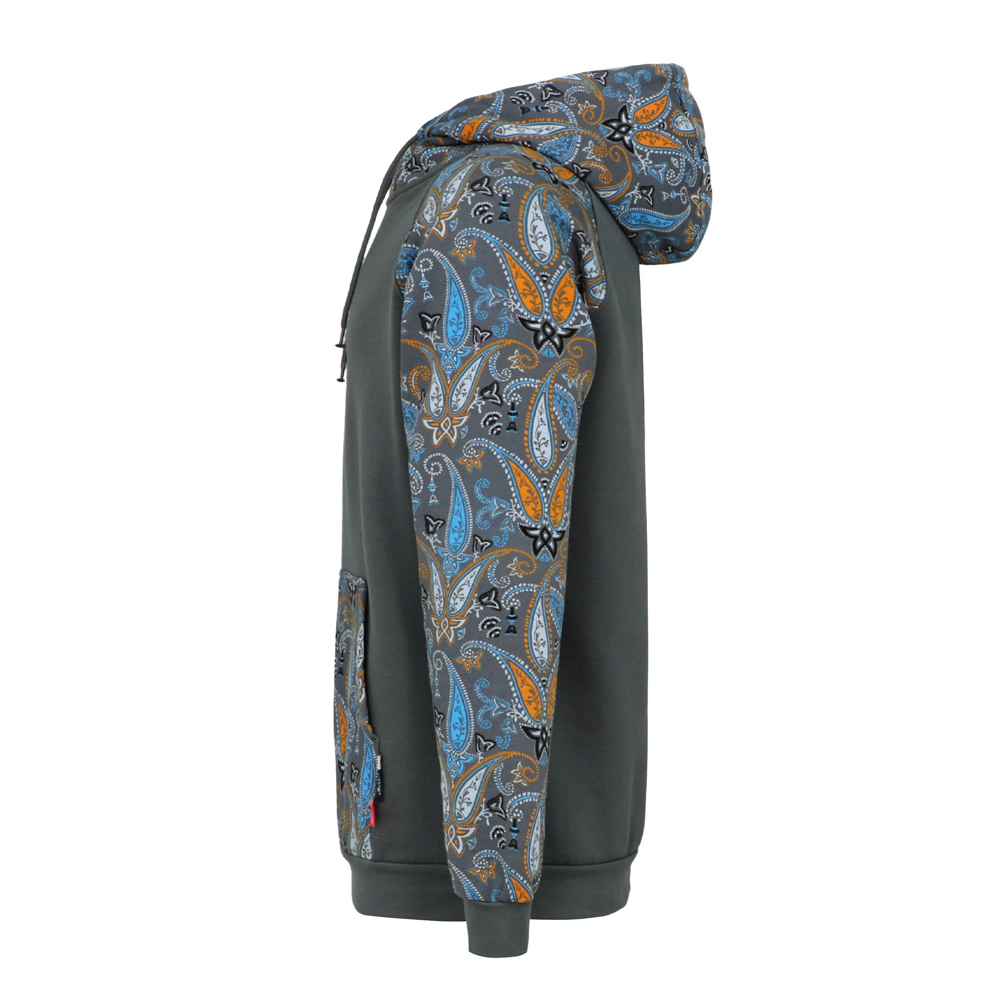 10.5OZ Paisley Printed Two Tone Cotton Fleece FR Pullover Hoodies-1109P