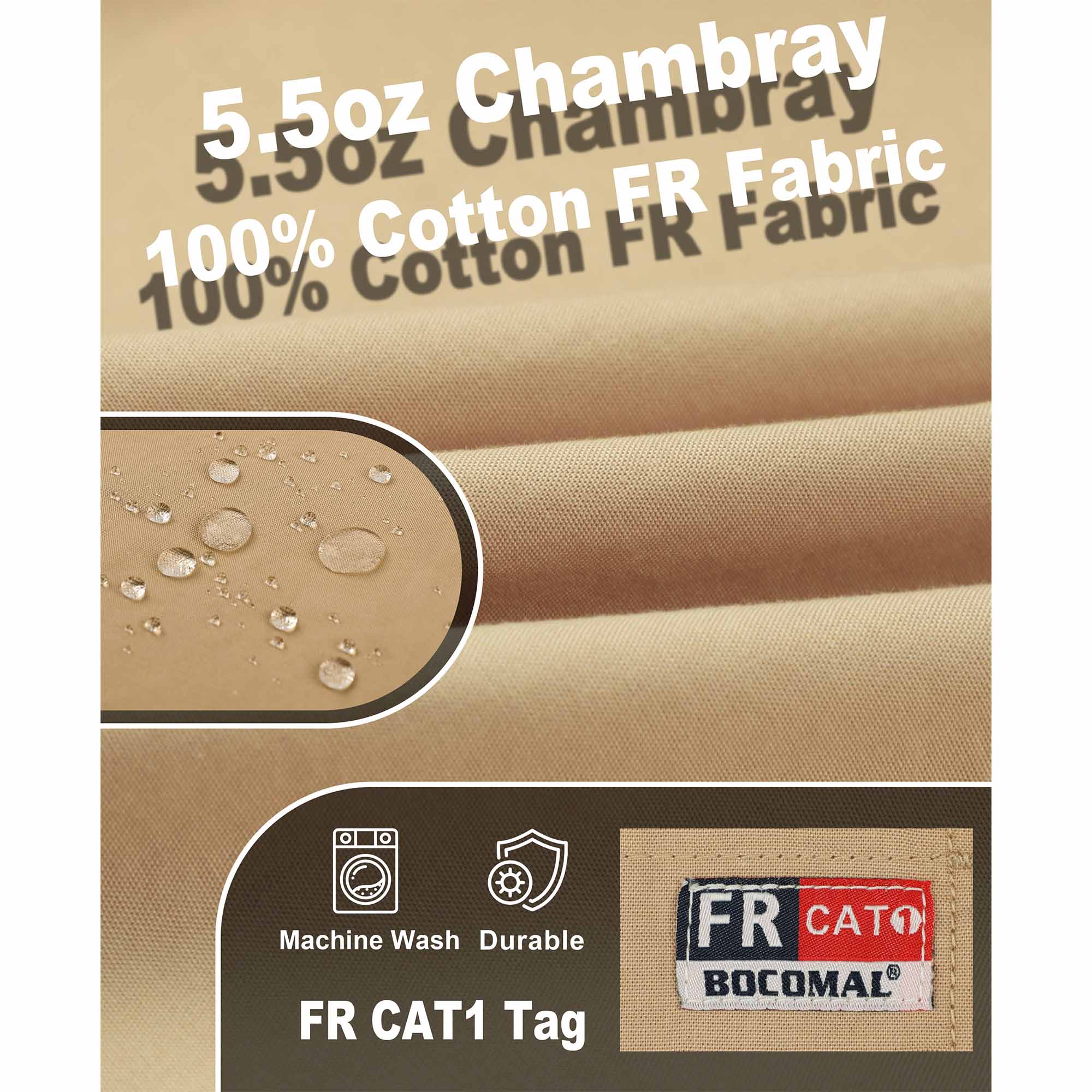 5.5OZ Lightweight Chambray Breathable Vented Back FR Shirts- B242