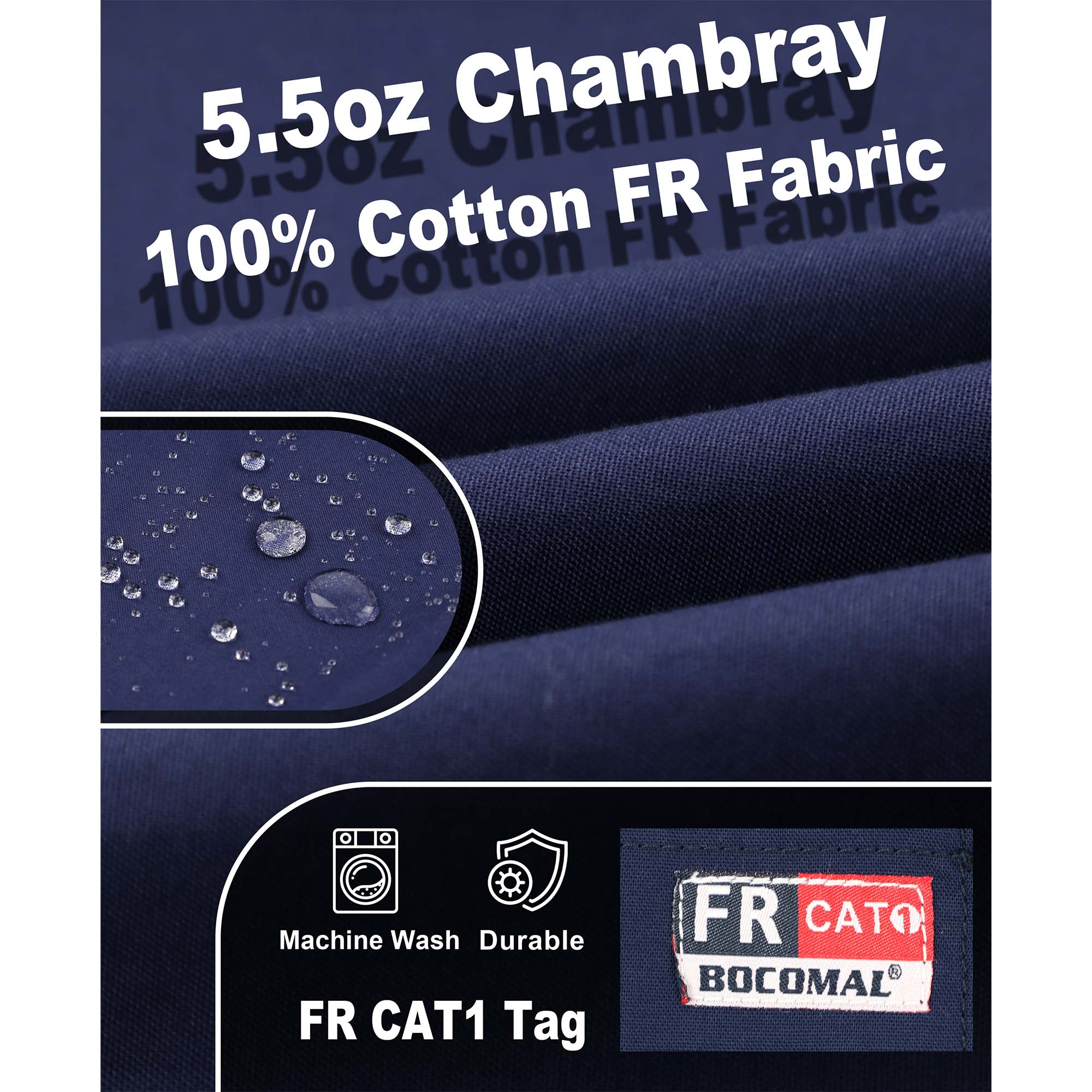 5.5OZ Lightweight Chambray Breathable Vented Back FR Shirts- B242