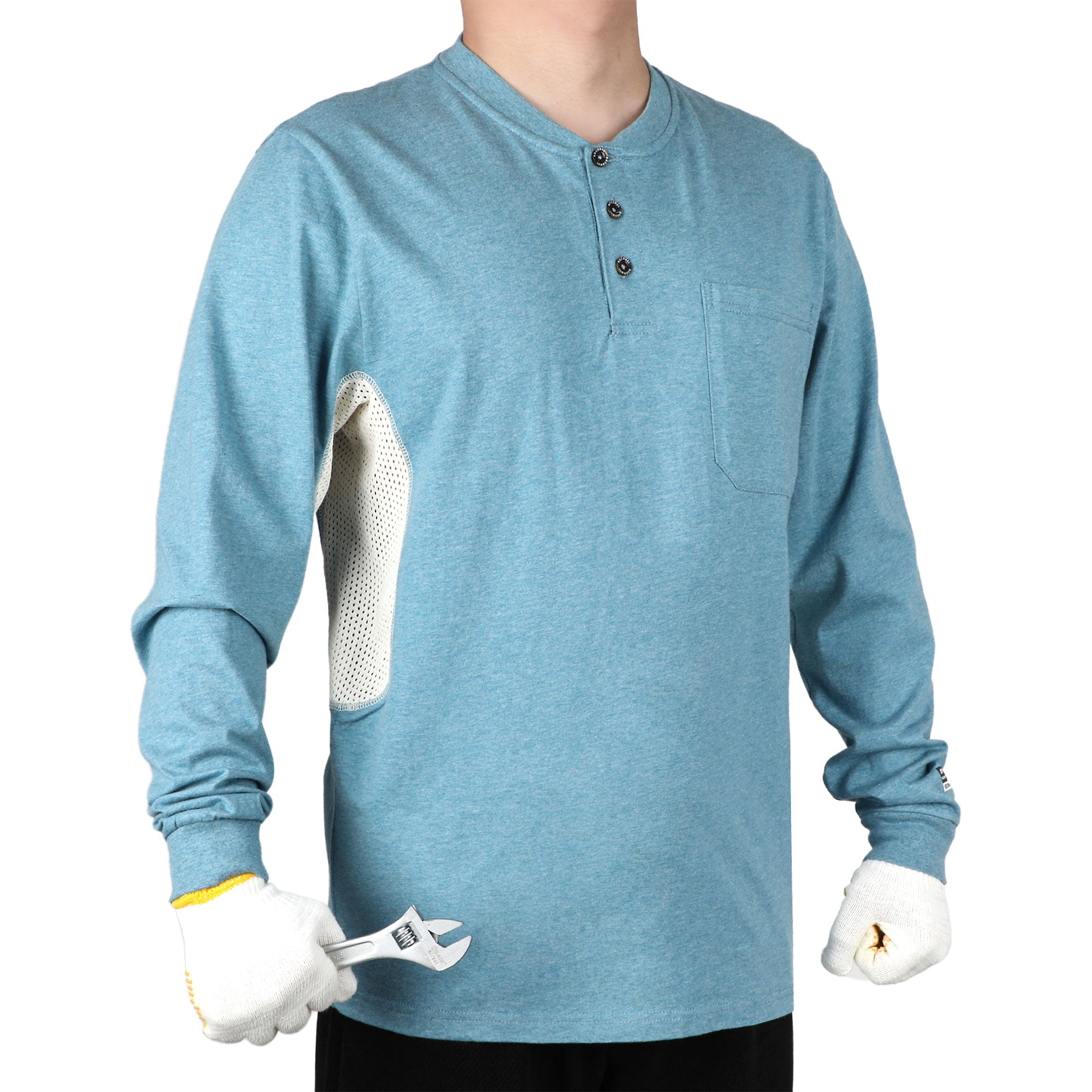 6OZ Button Pullover T-Shirts/Breathable Vented Design-6908