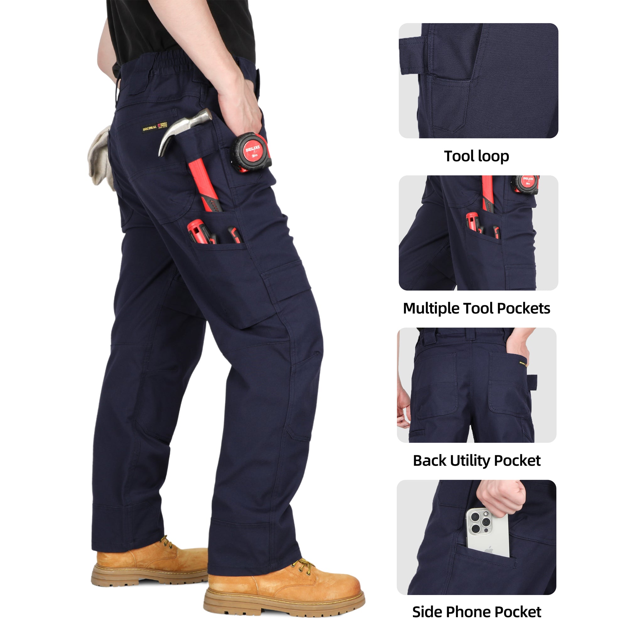 8.5OZ Midweight Relaxed Fit Stretch Canvas Cargo Pants-8632