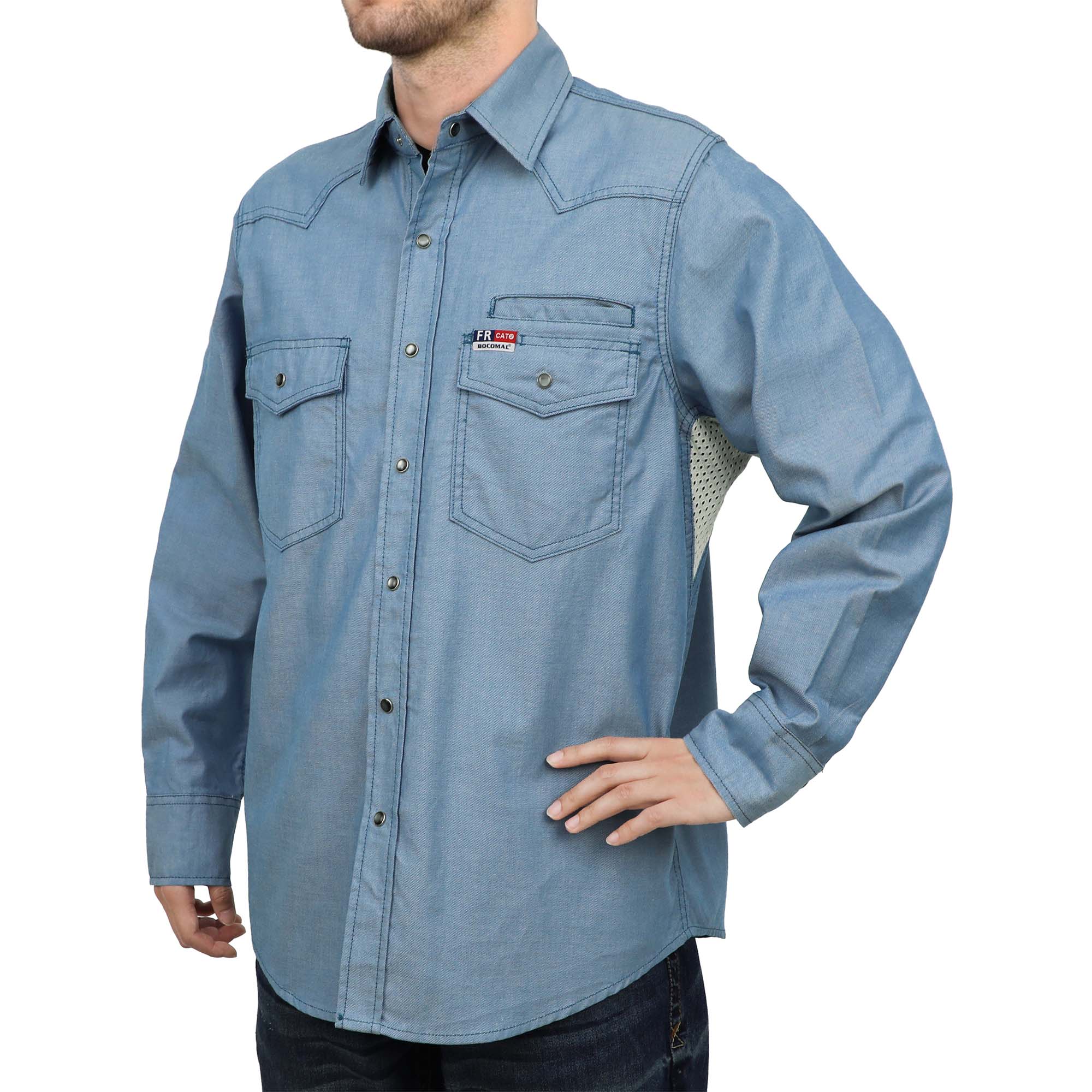 6.5 oz Vented Western FR Pearl Snap Shirt | Bocomal