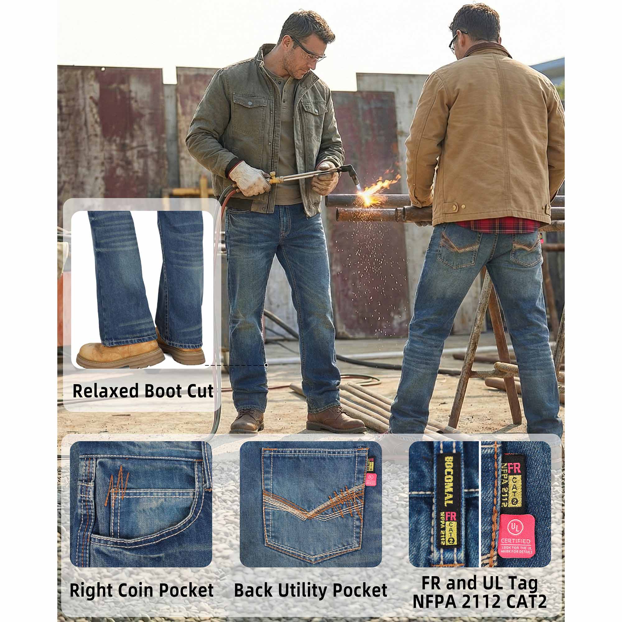 12OZ Relaxed Fit Boot Cut Retro FR Jeans -8305