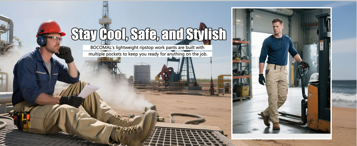 6OZ Lightweight Rip stop FR Stretch Cargo Reinforced Work Carpenter Pants-8528