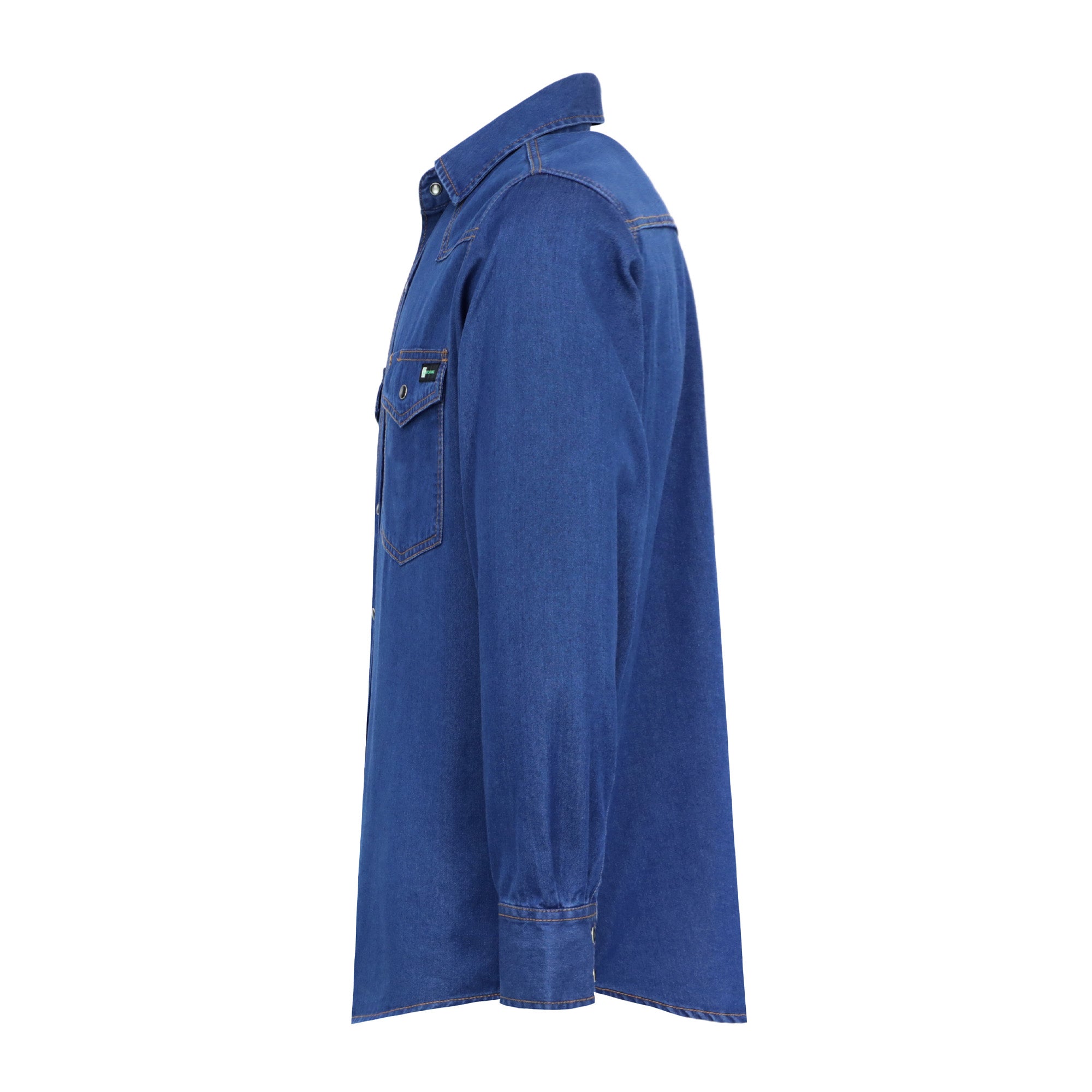 6.5 oz Washed Denim Pearl Snap Work Shirt 0930 | Bocomal