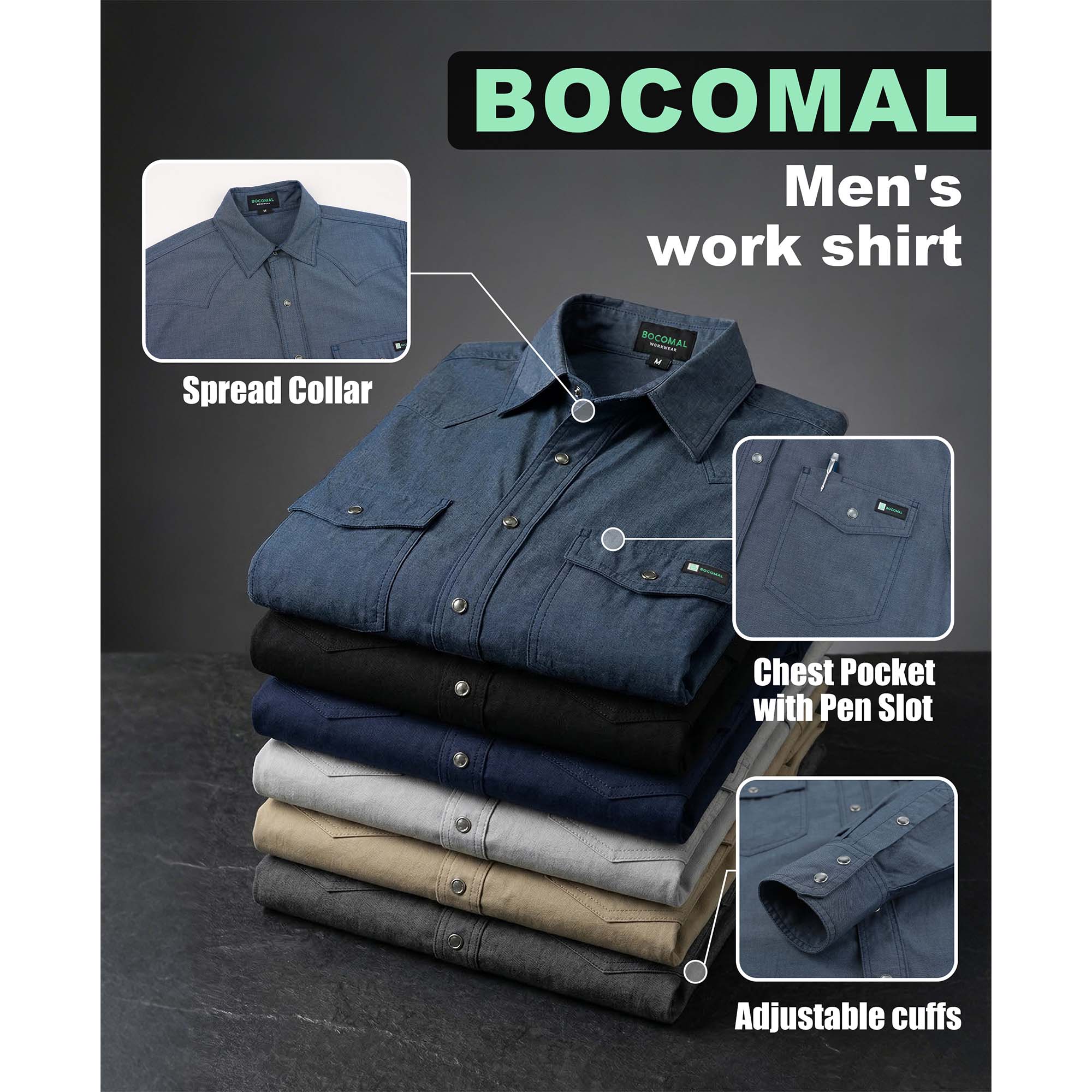 5OZ Lightweight 100% C Chambray Work Shirts(NON-FR) - SH041Q