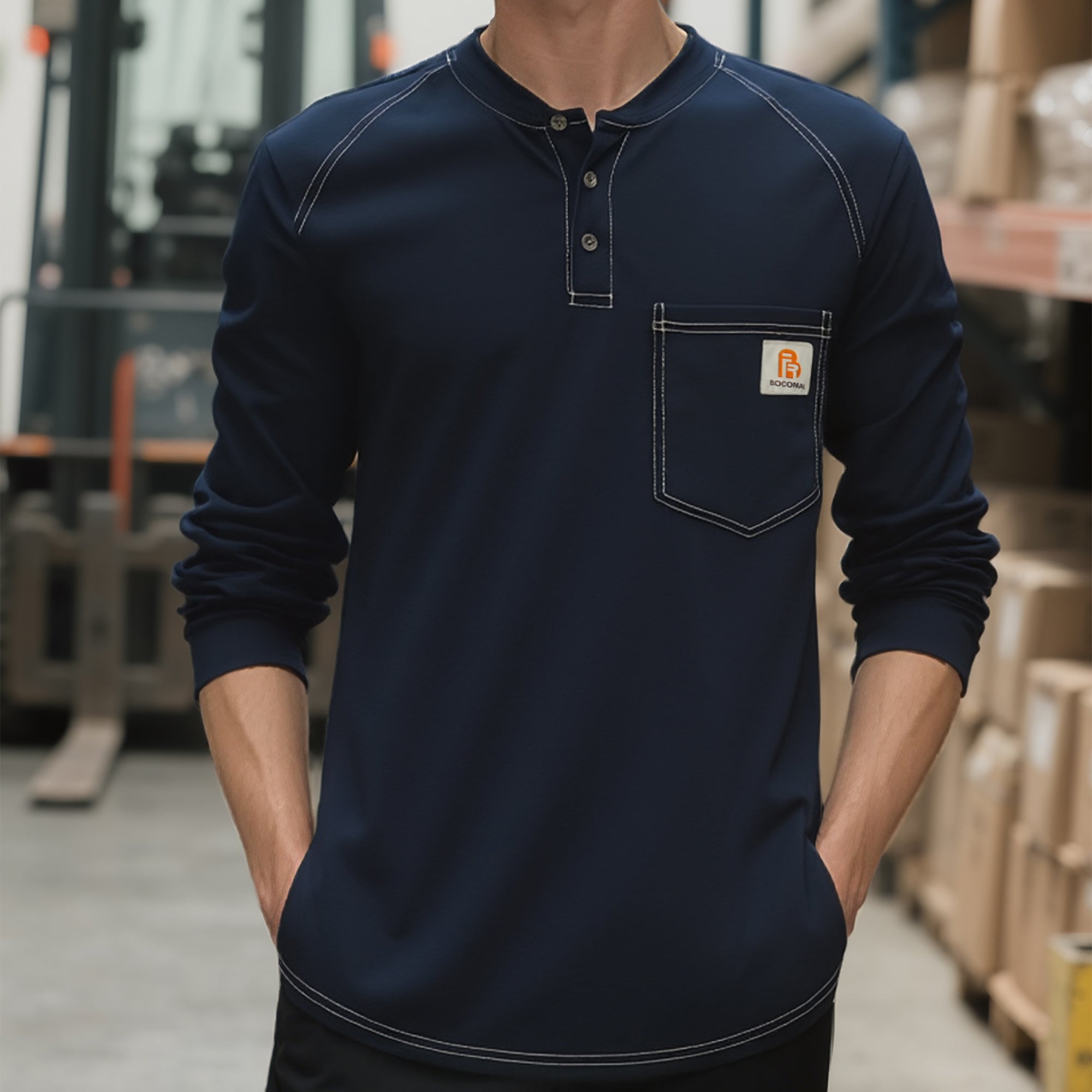 5.5OZ Cotton Henley FR Shirt -9108