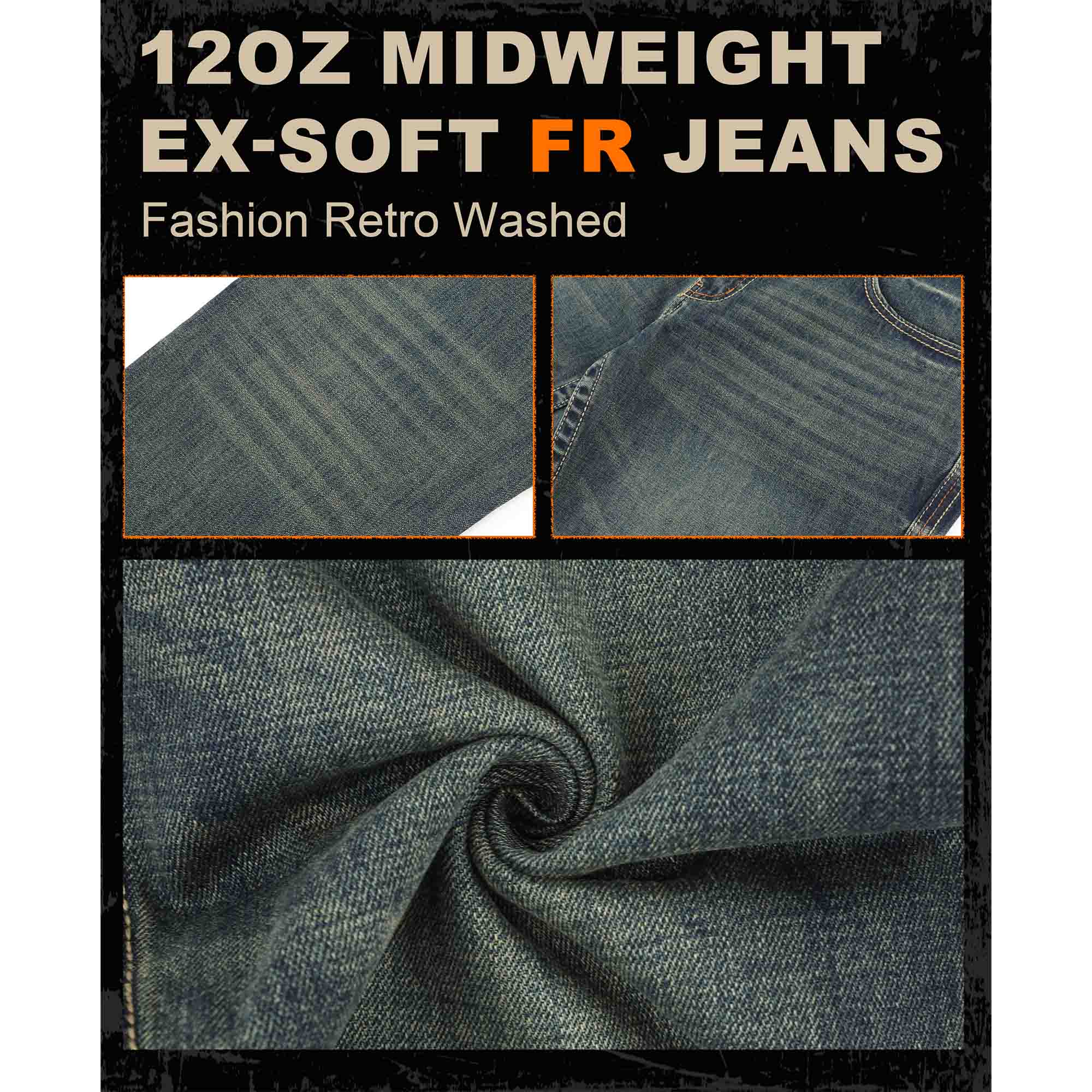 12 OZ Relaxed Fit Boot Cut Midweight Denim FR Jeans - 8305-1