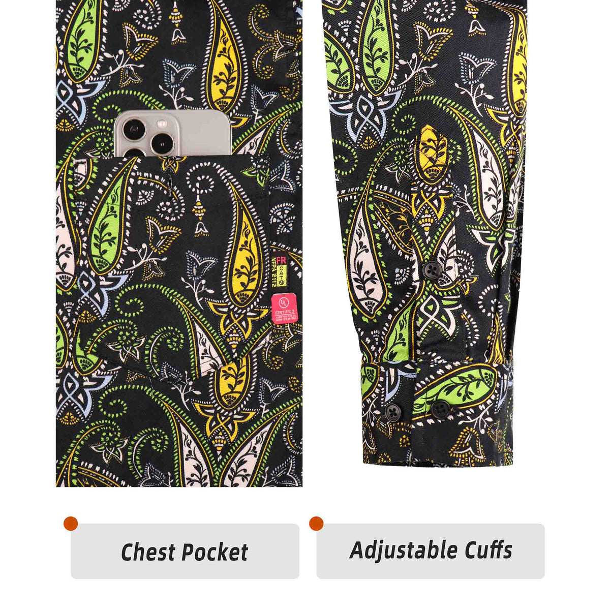 Chest Pocket and  Adjustable Cuffs