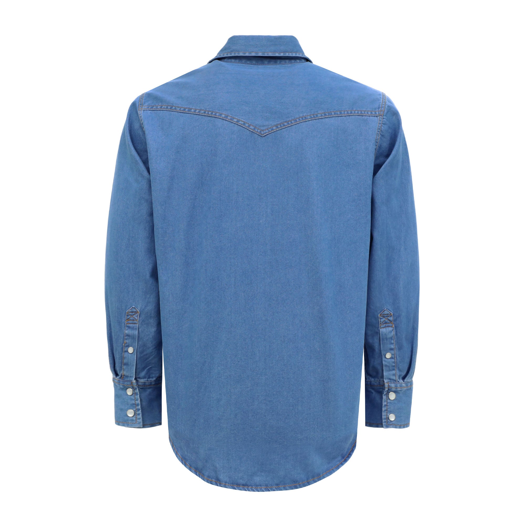 6.5 oz Washed Denim Pearl Snap Work Shirt 0930 | Bocomal
