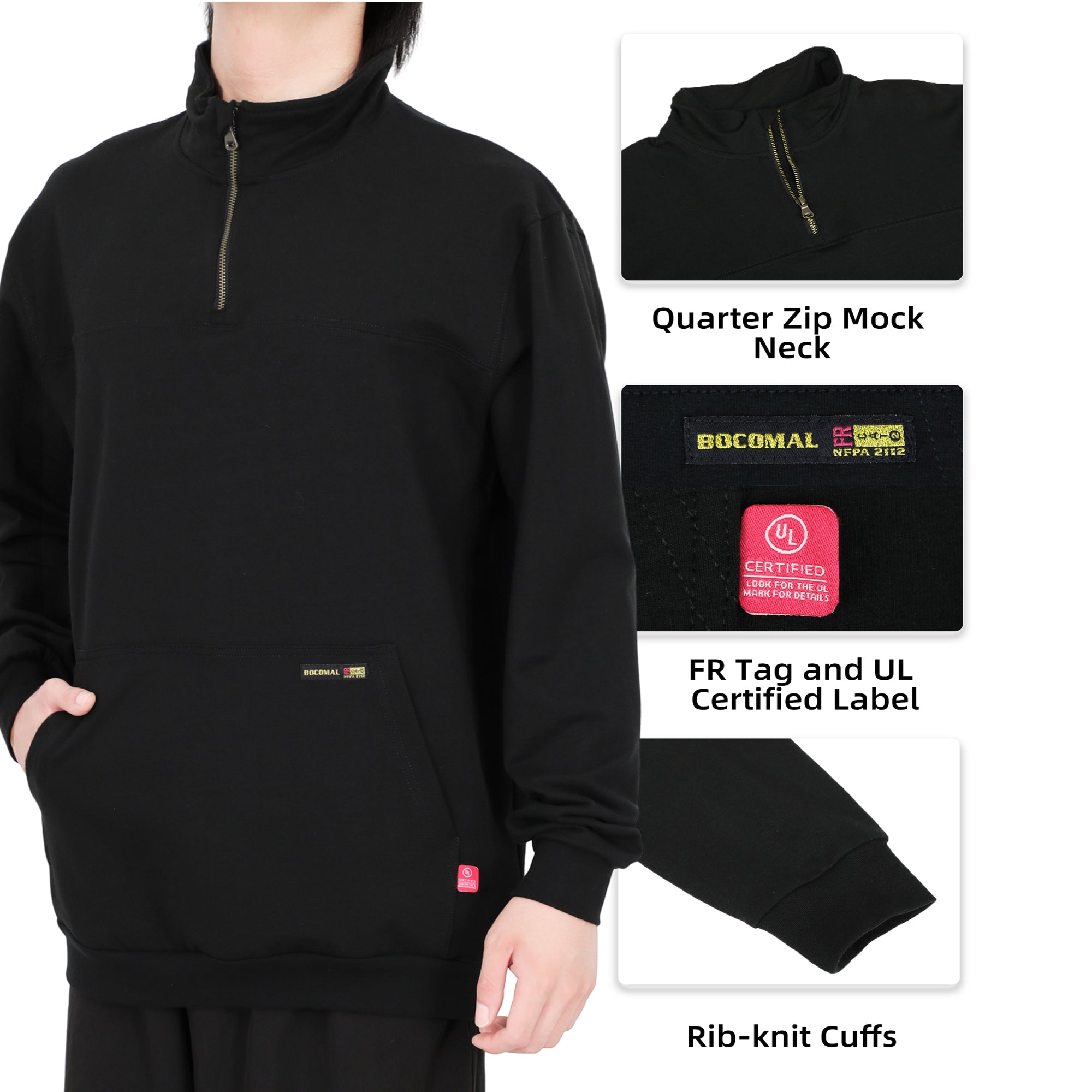 7.5OZ Midweight Non-Fleece Mock Neck FR Sweater Shirts-9013