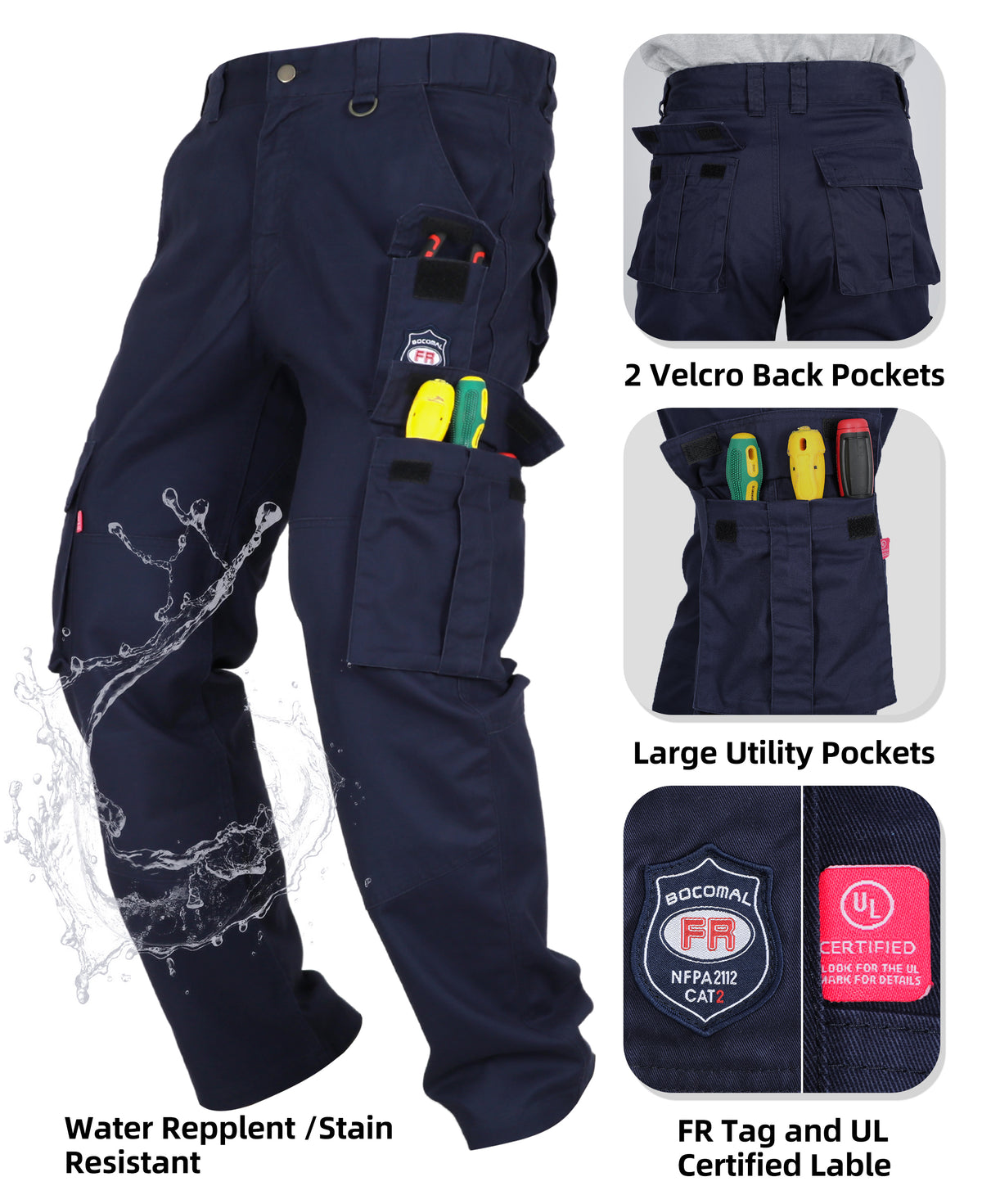 7.5OZ Cargo Pants With Water & Oil Repellent Finish-1801-2