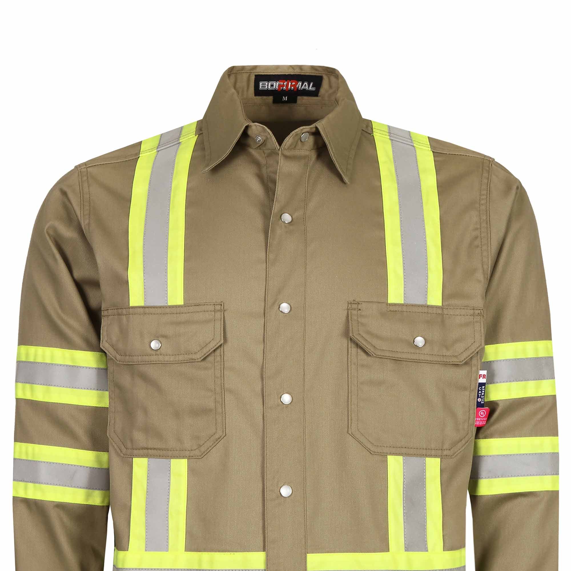 6.5OZ FR Hi Vis Work Shirts with Pearl Snap/Type O Class 1-0902HV