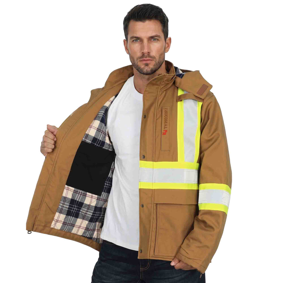 10 oz High Visibility Heavy Duty Reflective Coat FR Jacket