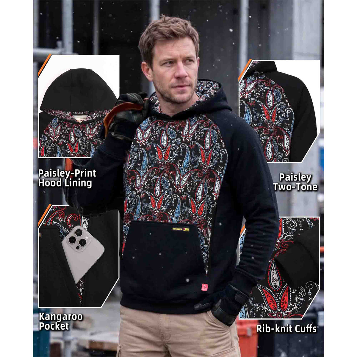 10.5 oz Midweight Paisley Print FR Pullover Hoodie