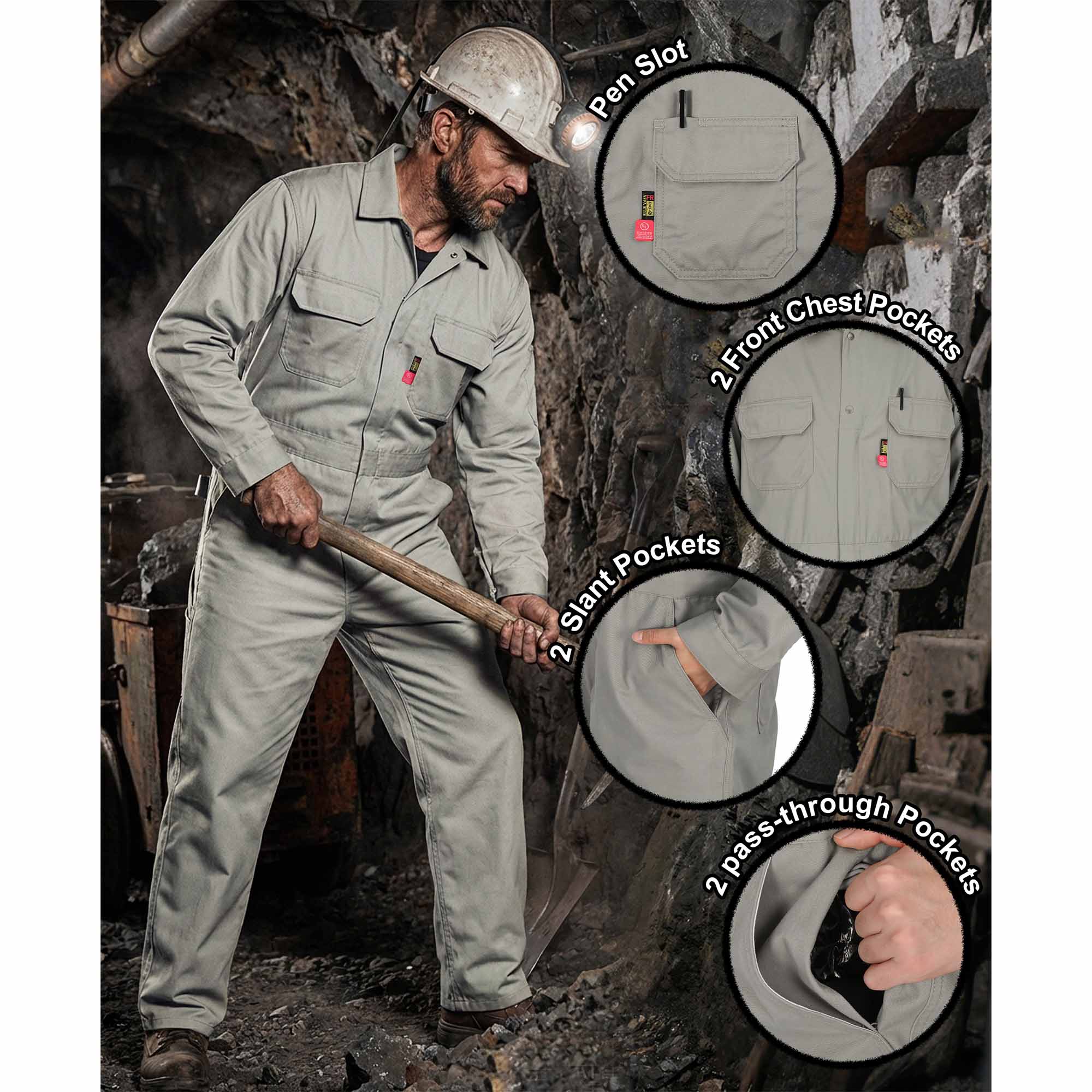7.5OZ Cotton Twill FR Work Coverall - 2401