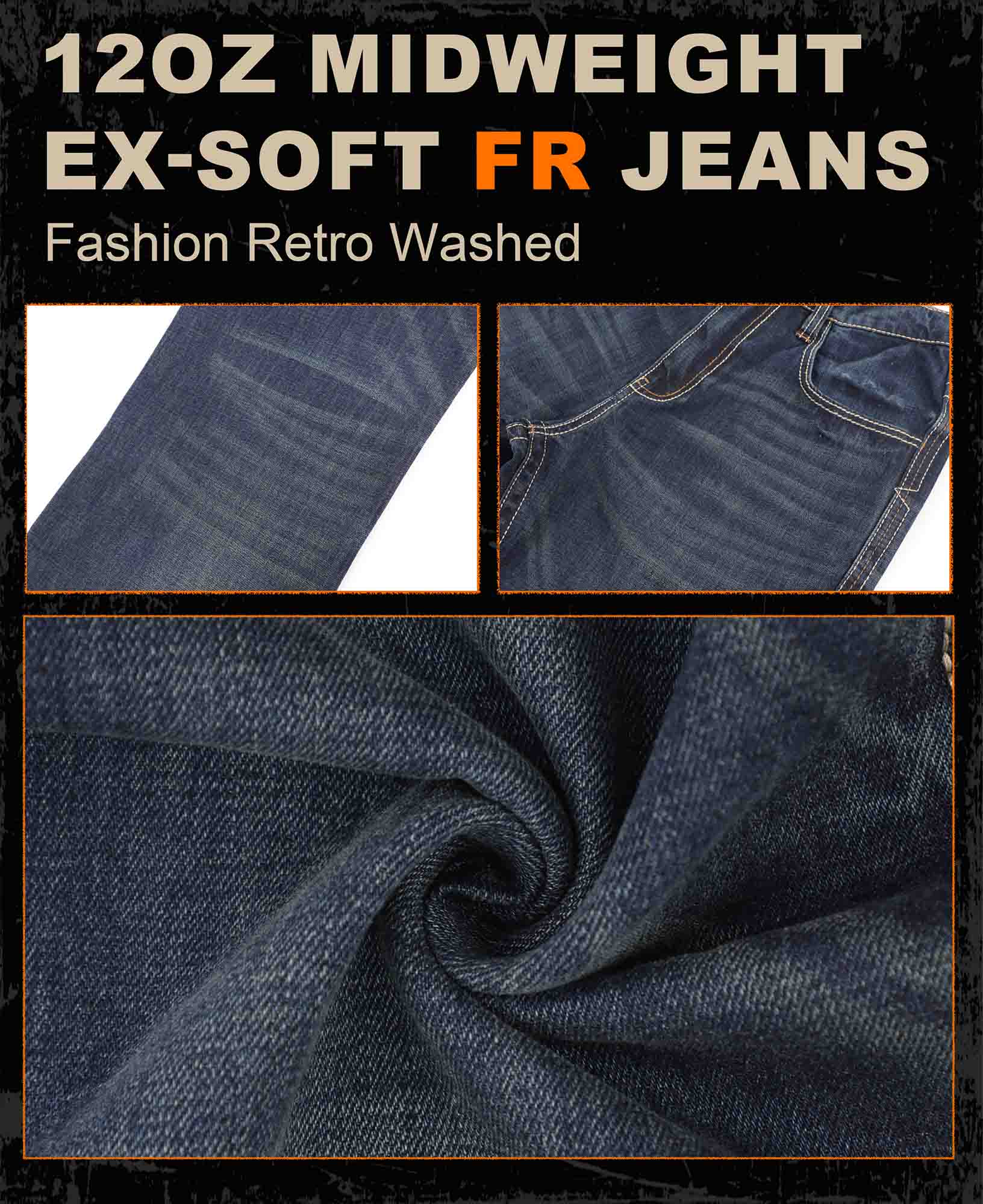 12 OZ Relaxed Fit Boot Cut Midweight Denim FR Jeans - 8305-1