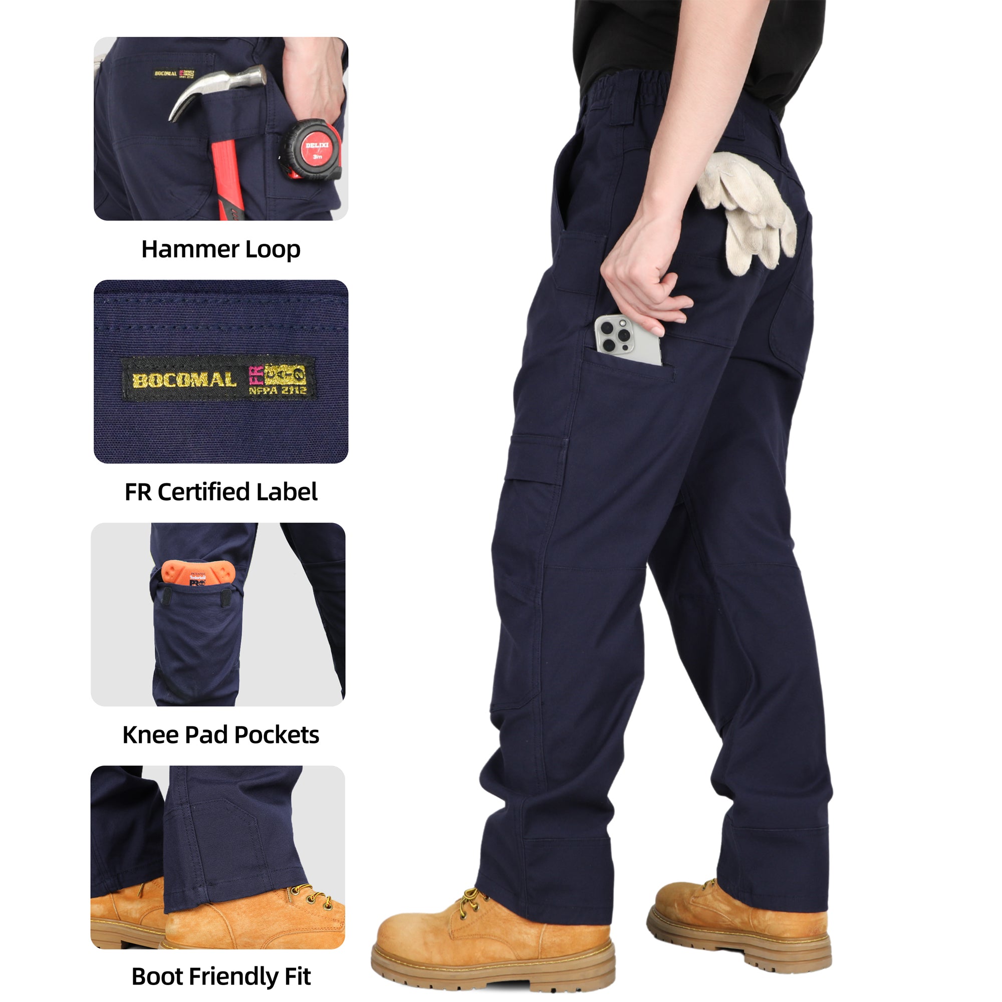 8.5OZ Midweight Relaxed Fit Stretch Canvas Cargo Pants-8632