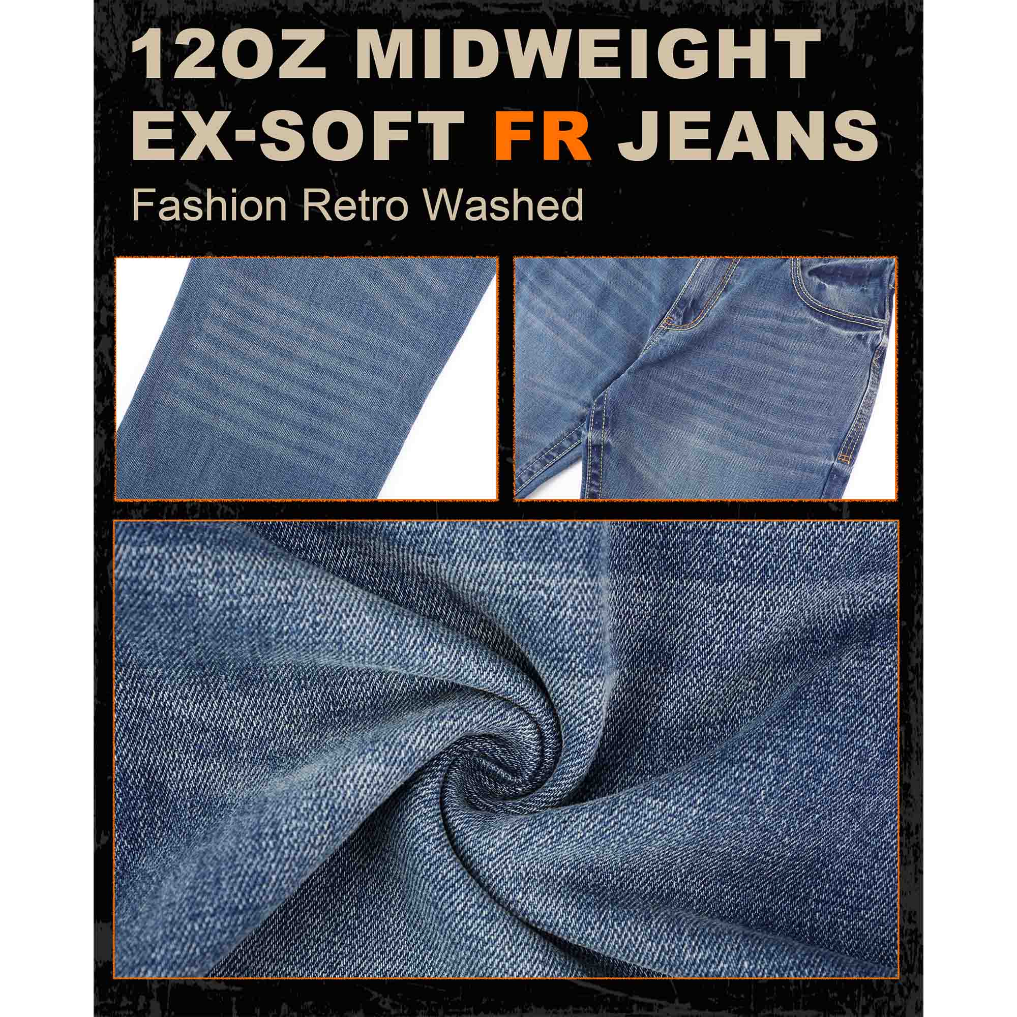 12 OZ Relaxed Fit Boot Cut Midweight Denim FR Jeans - 8305-1