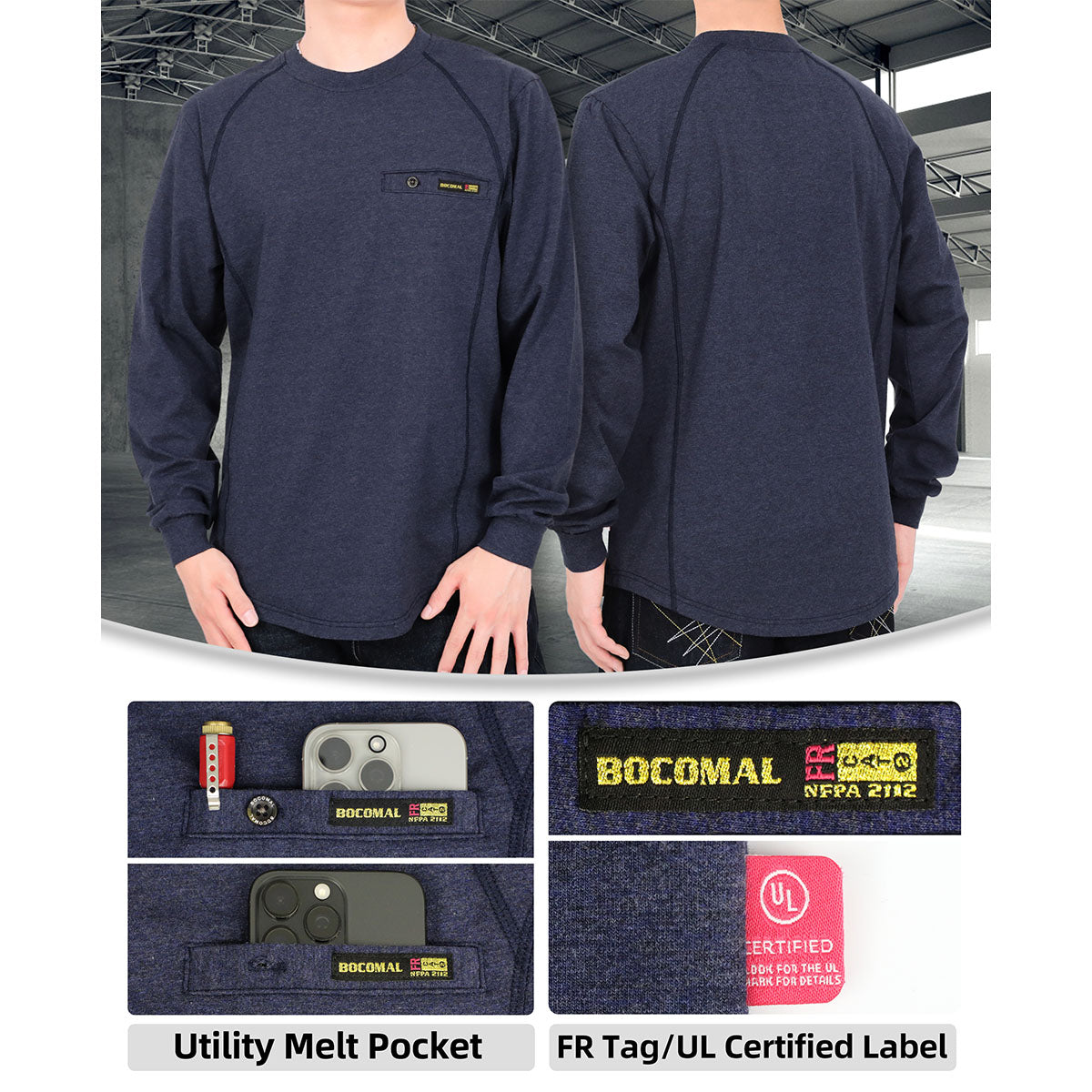 6OZ FR Mid-weight Melt Pocket Crew Neck T-shirts-4422