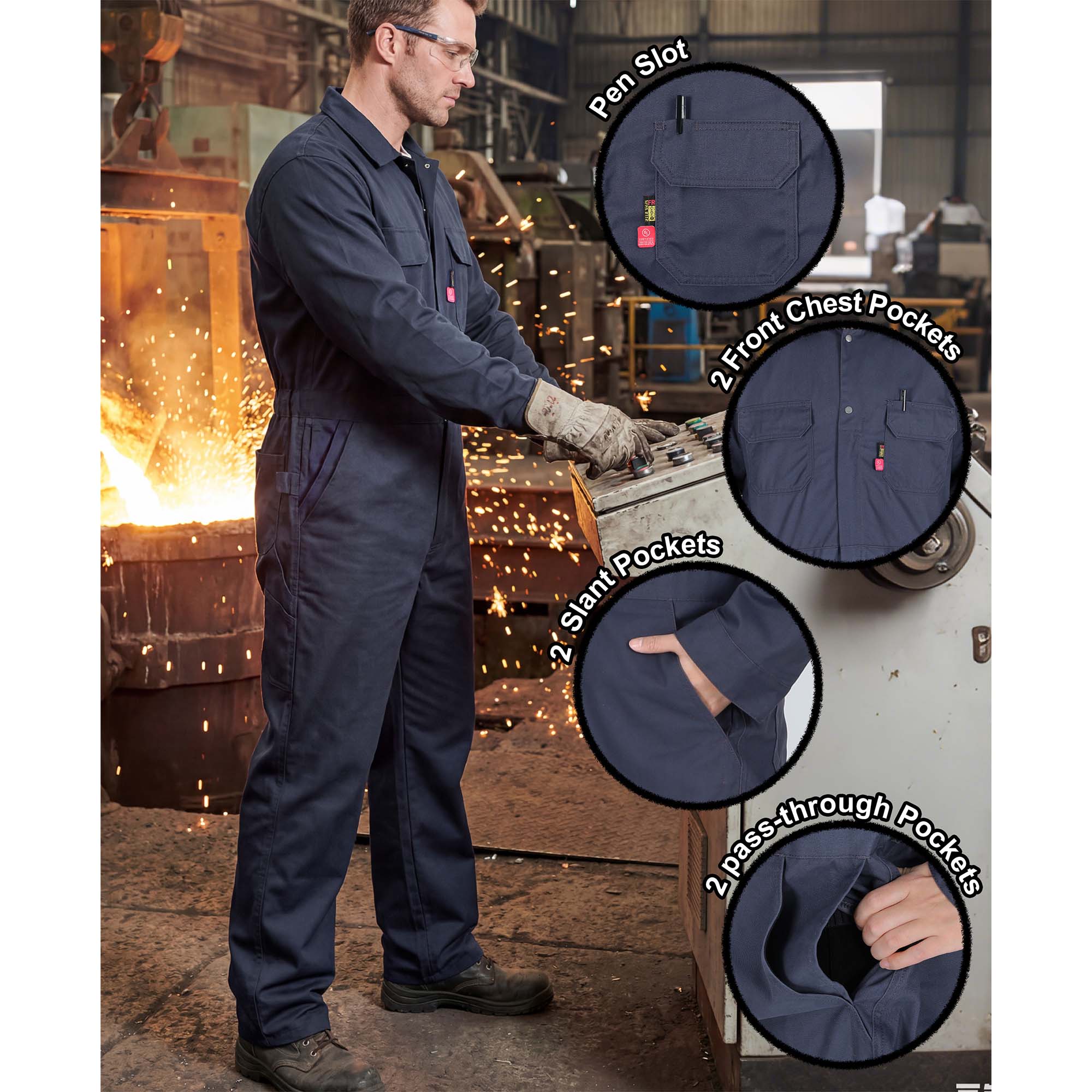 7.5OZ Cotton Twill FR Work Coverall - 2401