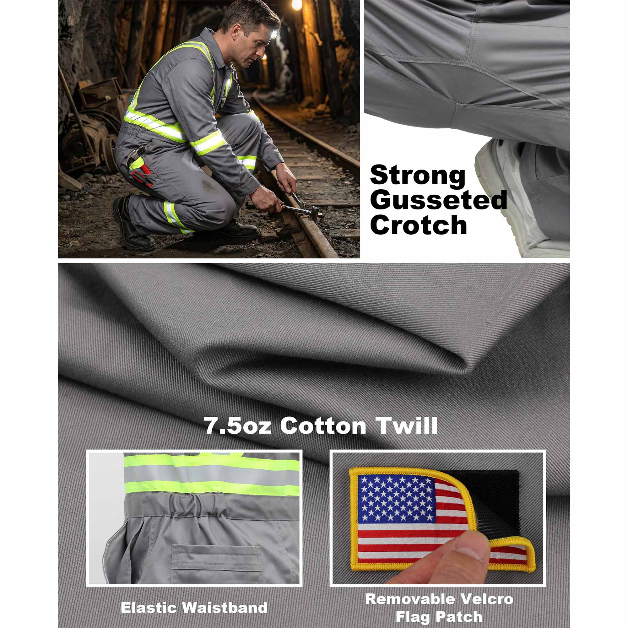 7.5OZ Cotton Twill FR Hi Vis Work Coverall - 2401HV