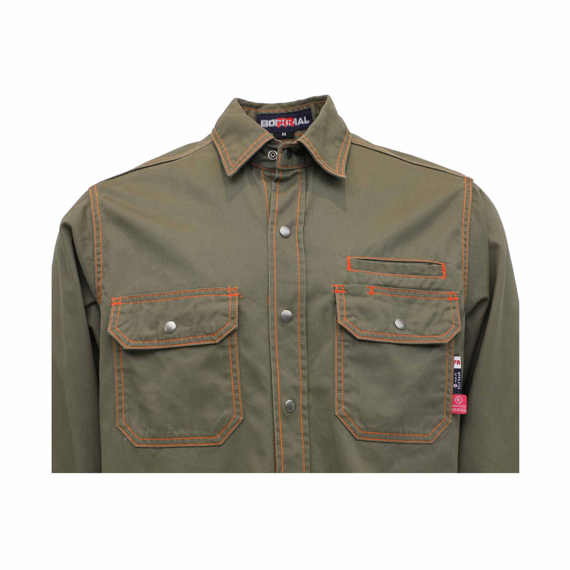 7.5OZ Solid Color  Shirts With Metal Button/Decorative Thread -3701