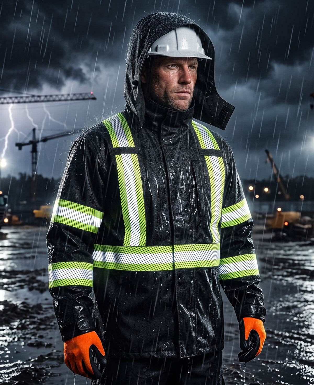 CAT3 FR Winter Rain Jacket, Hi‑Vis Type R Class3 Fleece‑Lined Waterproof Coat