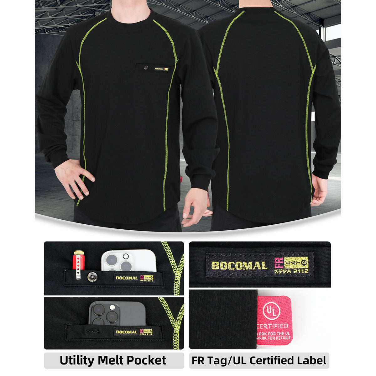 6OZ FR Mid-weight Melt Pocket Crew Neck T-shirts-4422