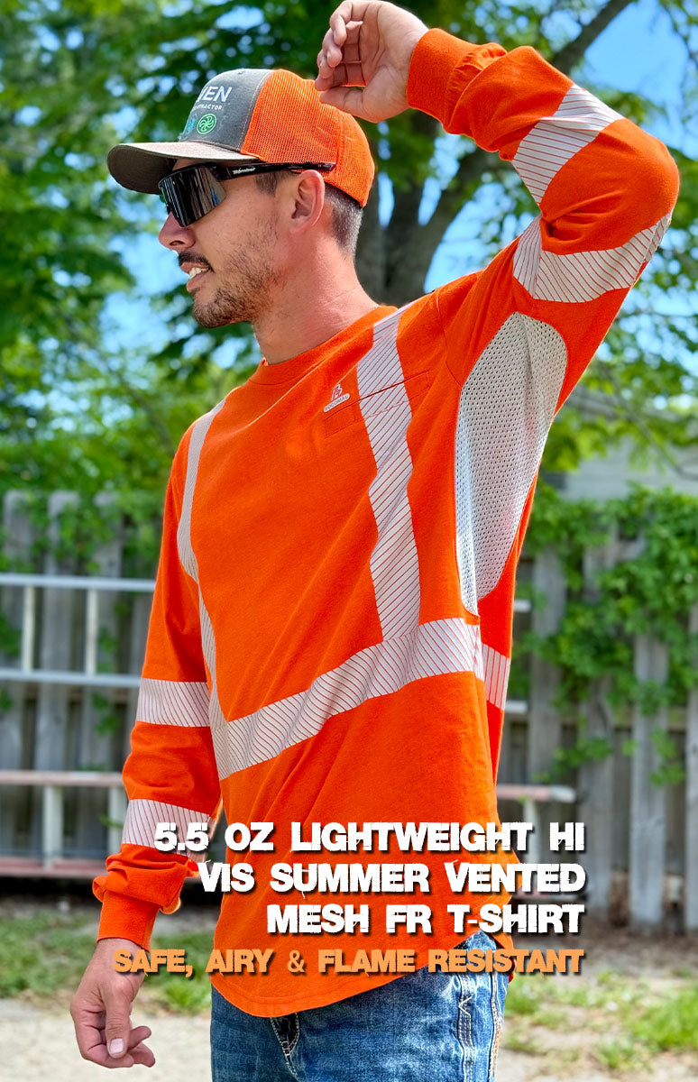 Hi-vis summer vented mesh FR T-shirt