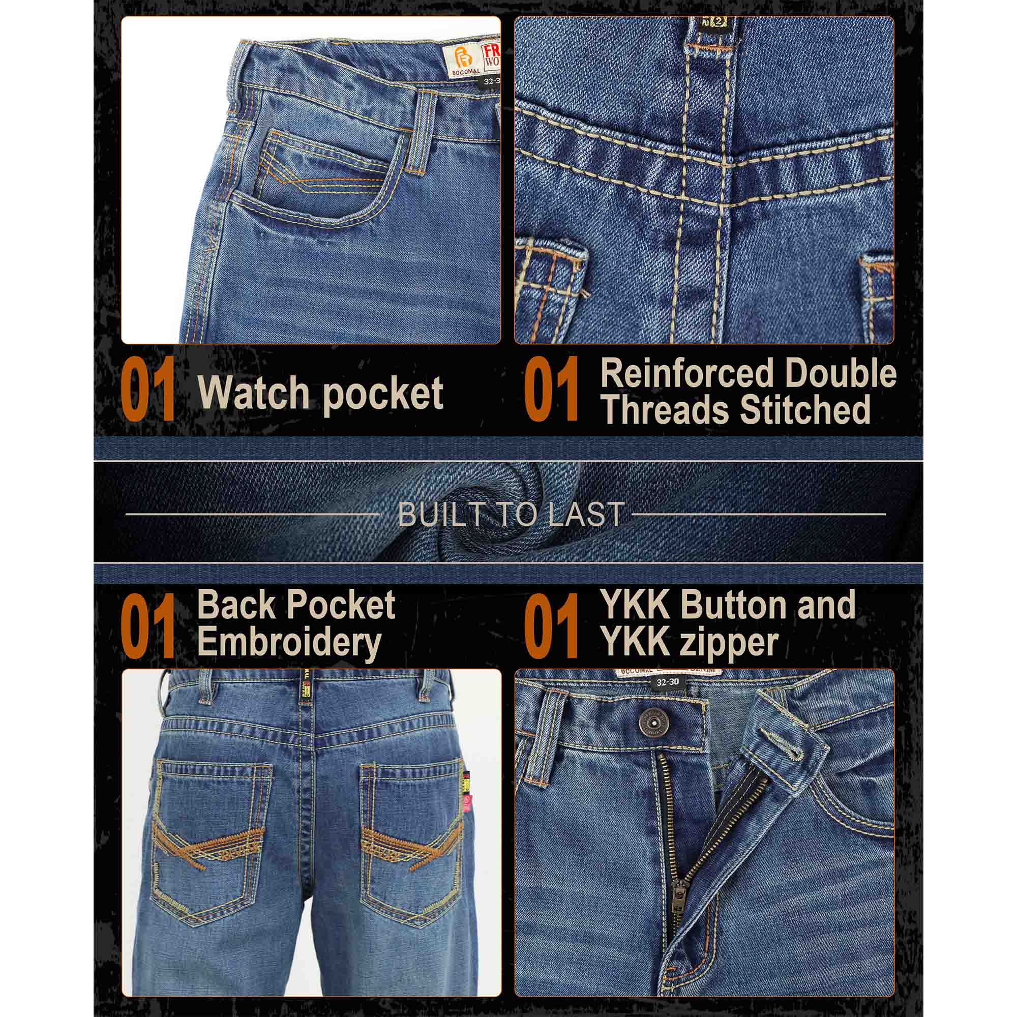 12 OZ Relaxed Fit Boot Cut Midweight Denim FR Jeans - 8305-1