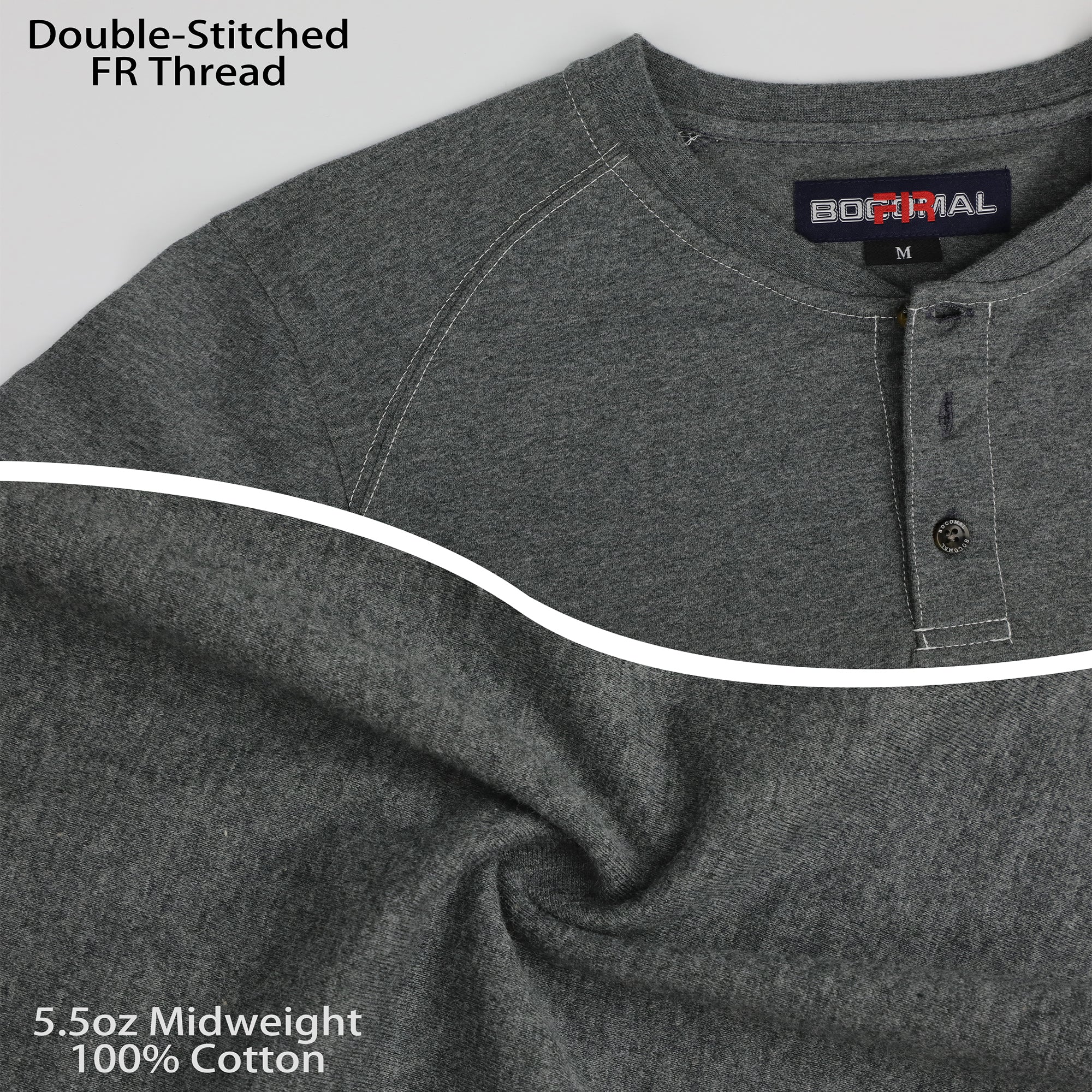 5.5OZ Cotton Henley FR Shirt -9108