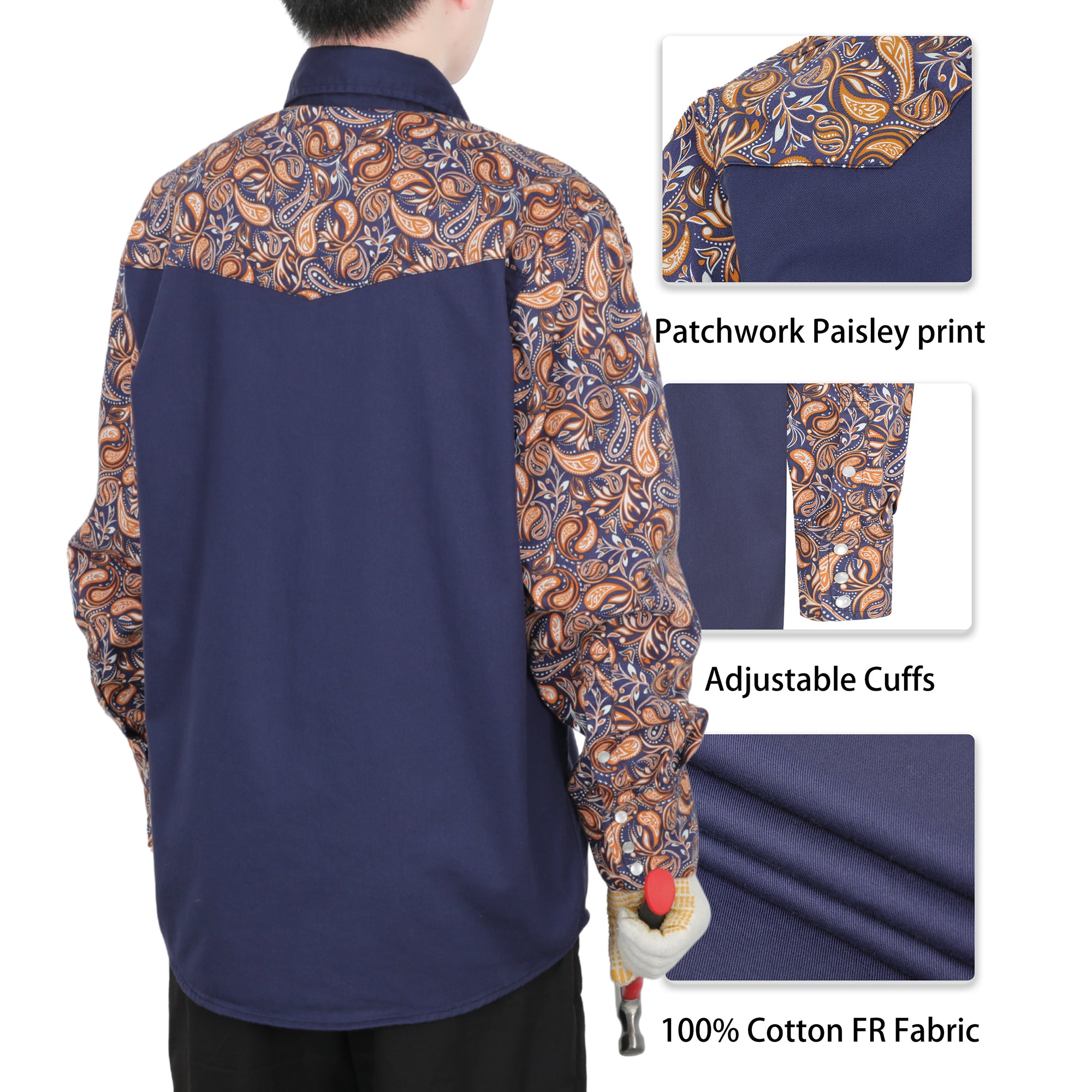 6.5OZ Pattern Spliced Flame Resistant Welding Work Shirt