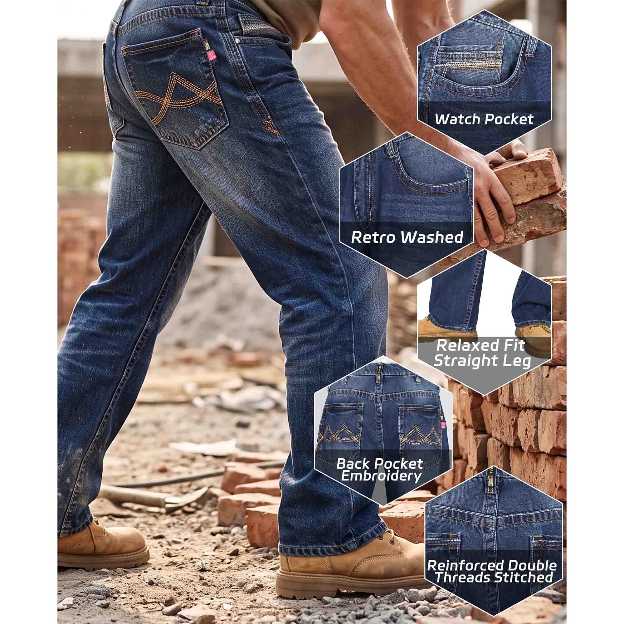 12.5 OZ Straight Leg FR Jeans‑Detail