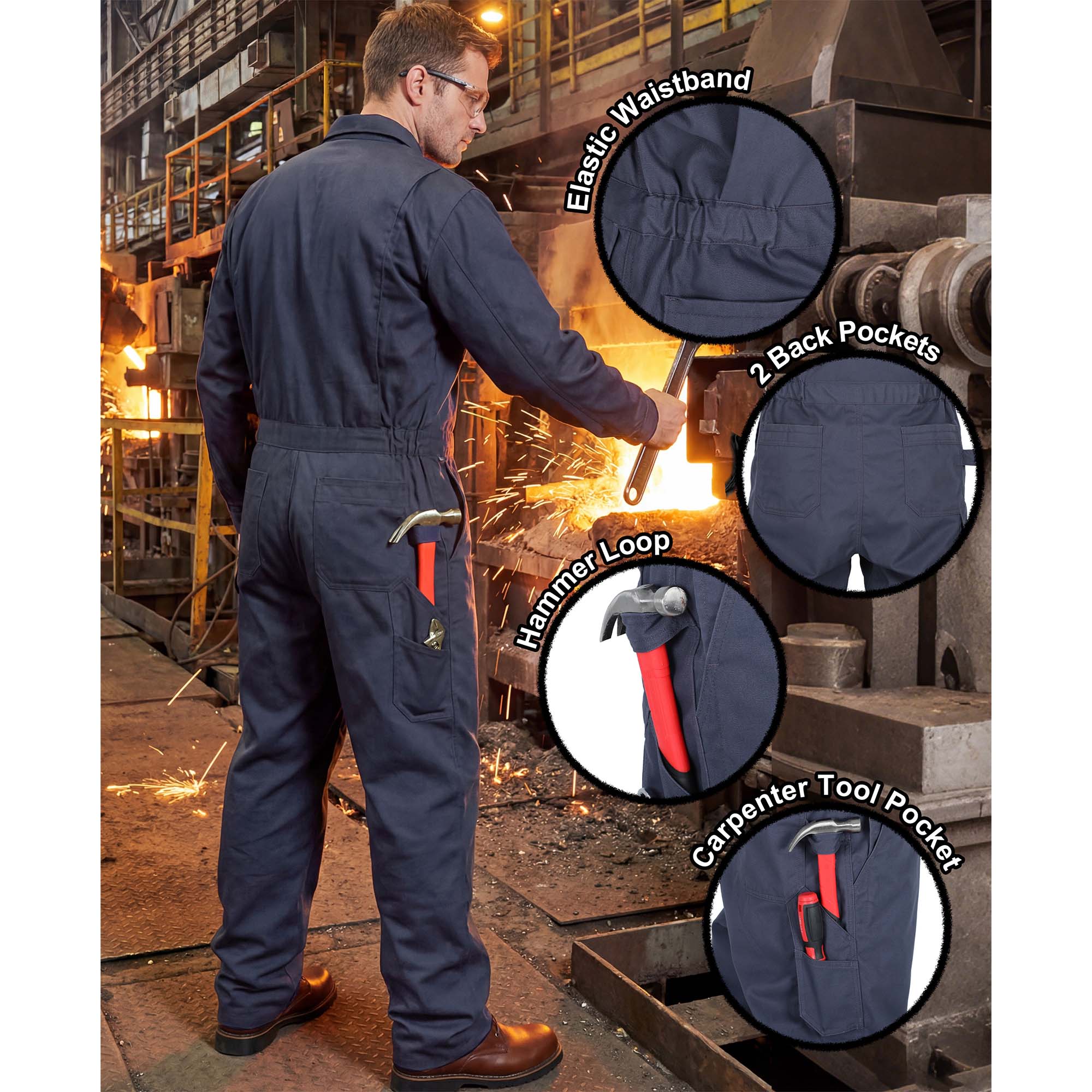 7.5OZ Cotton Twill FR Work Coverall - 2401